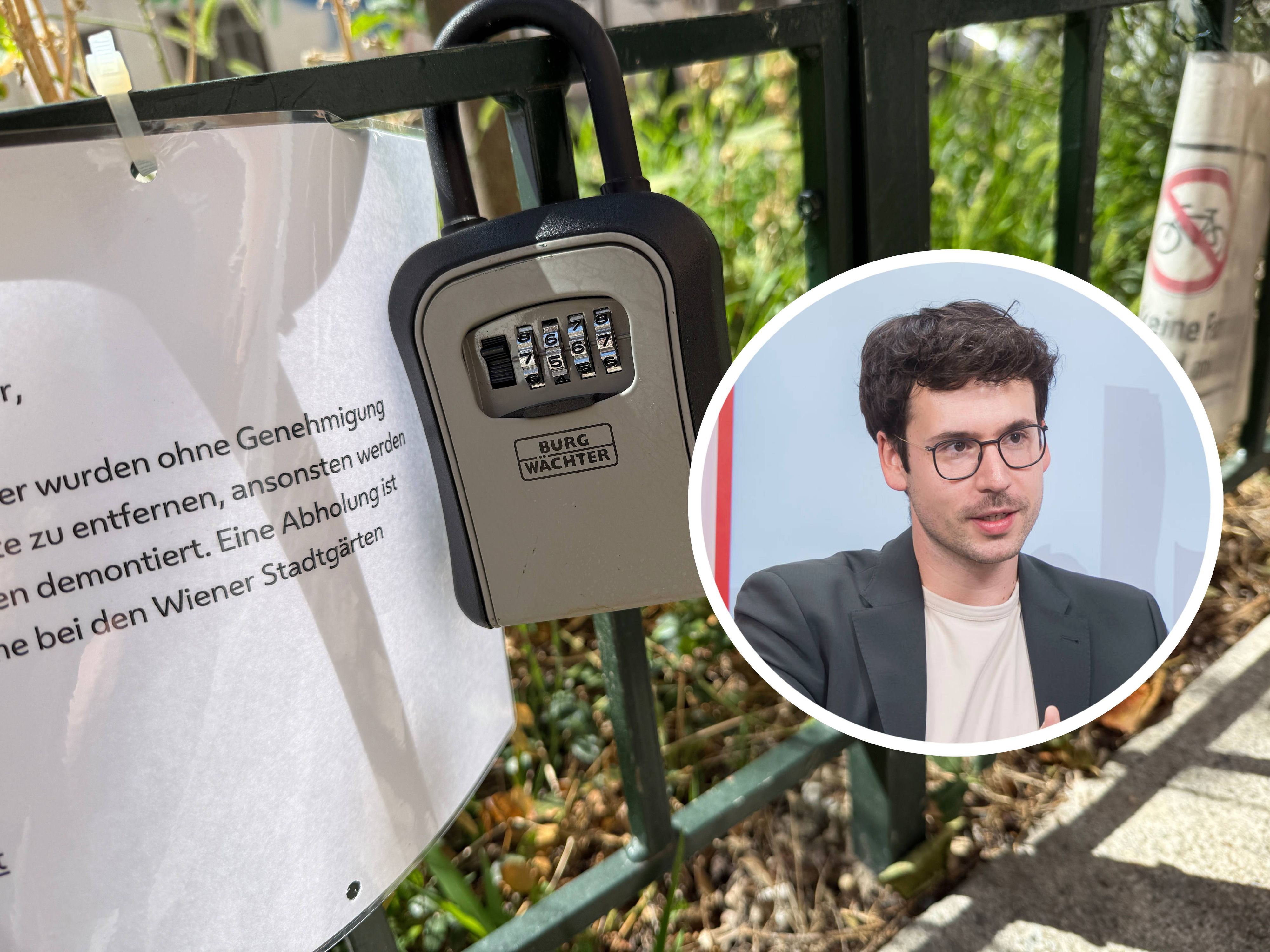 Bezirksvorsteher Michael Luxenberger lässt unerlaubt angebrachte Schlüsselboxen, wie in der Christophgasse, entfernen.
