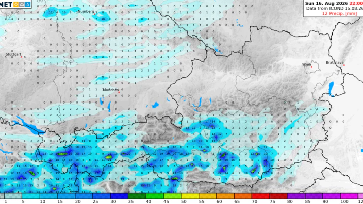 Am Sonntag sind vor allem am Alpenhauptkamm und im südlichen Bergland lokale Gewitter zu erwarten. Erst in der Nacht steigt die Gewitterbereitschaft auch im Norden an.