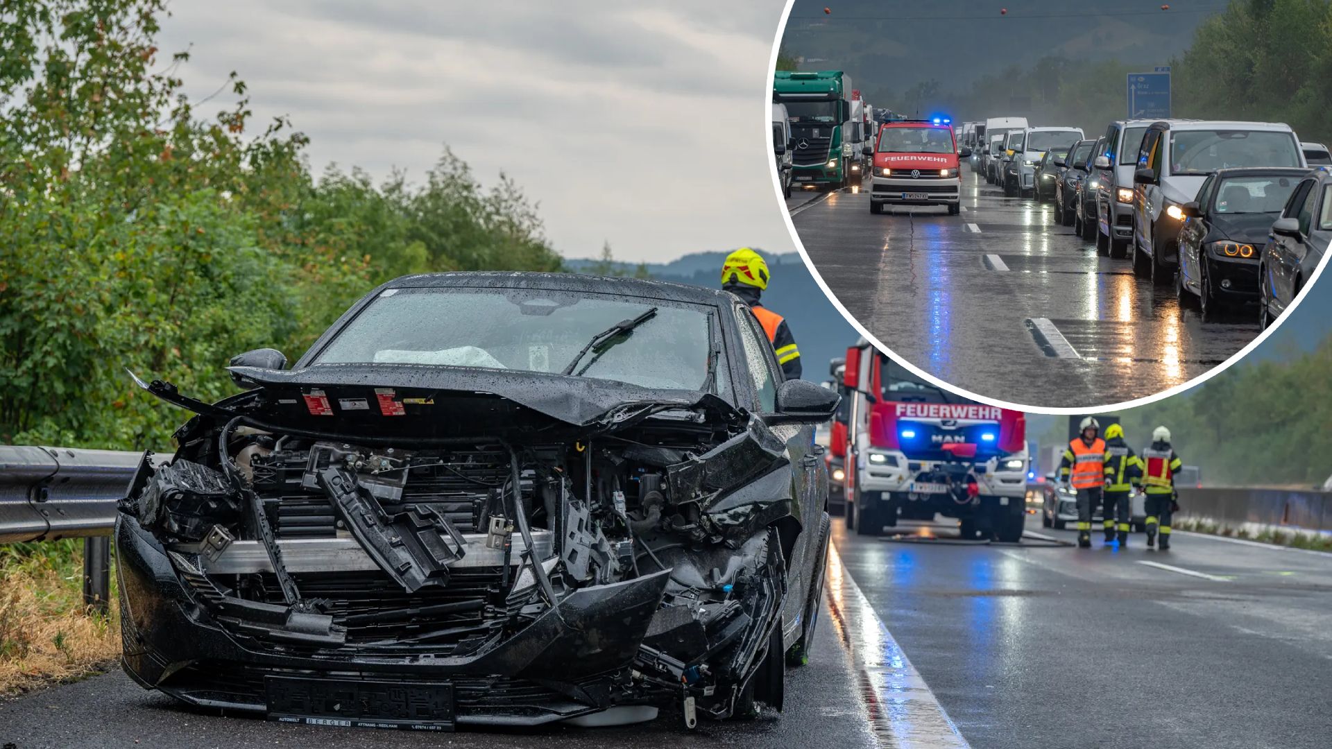 Der Crash hatte Montagvormittag einen langen Stau zur Folge.