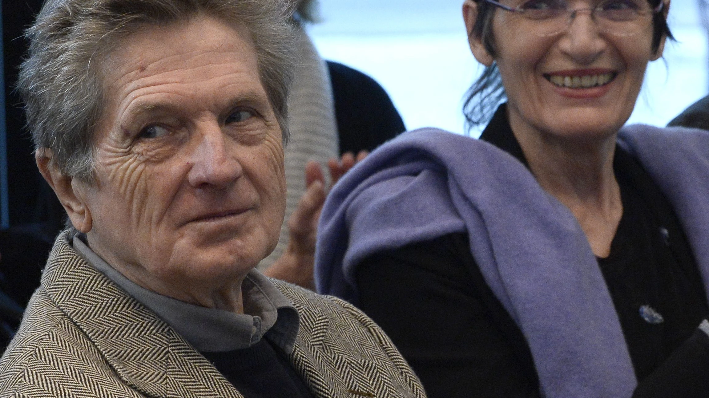 Künstler Heinz Cibulka und Renate Bertlmann während der Pressekonferenz in der neuen Landesgalerie am Donnerstag, 23. Mai 2019, in Krems. 