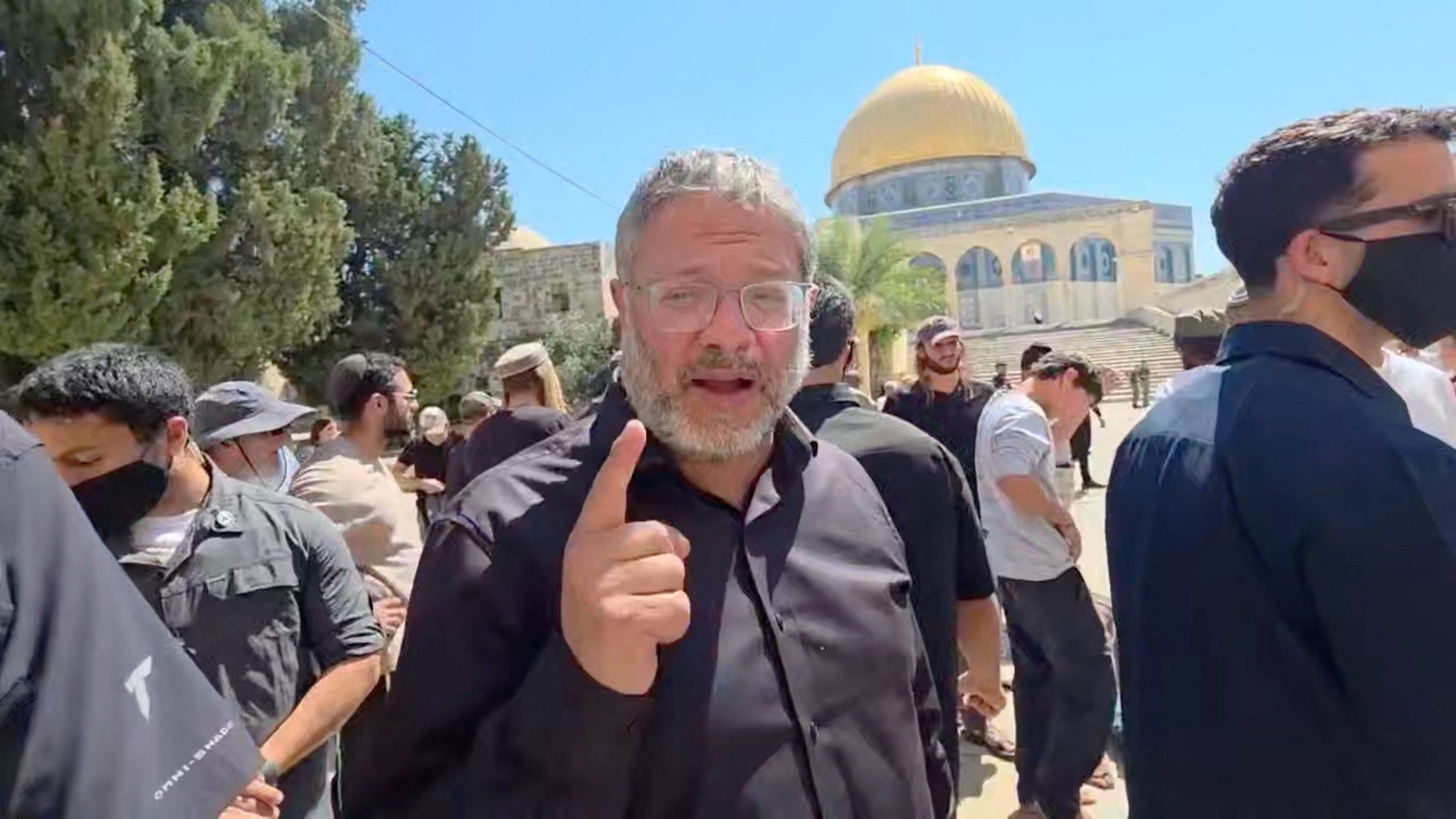 Israels Polizeiminister Ben-Gvir vor der Al-Aqsa-Moschee in Jerusalem im Juli 2026.
