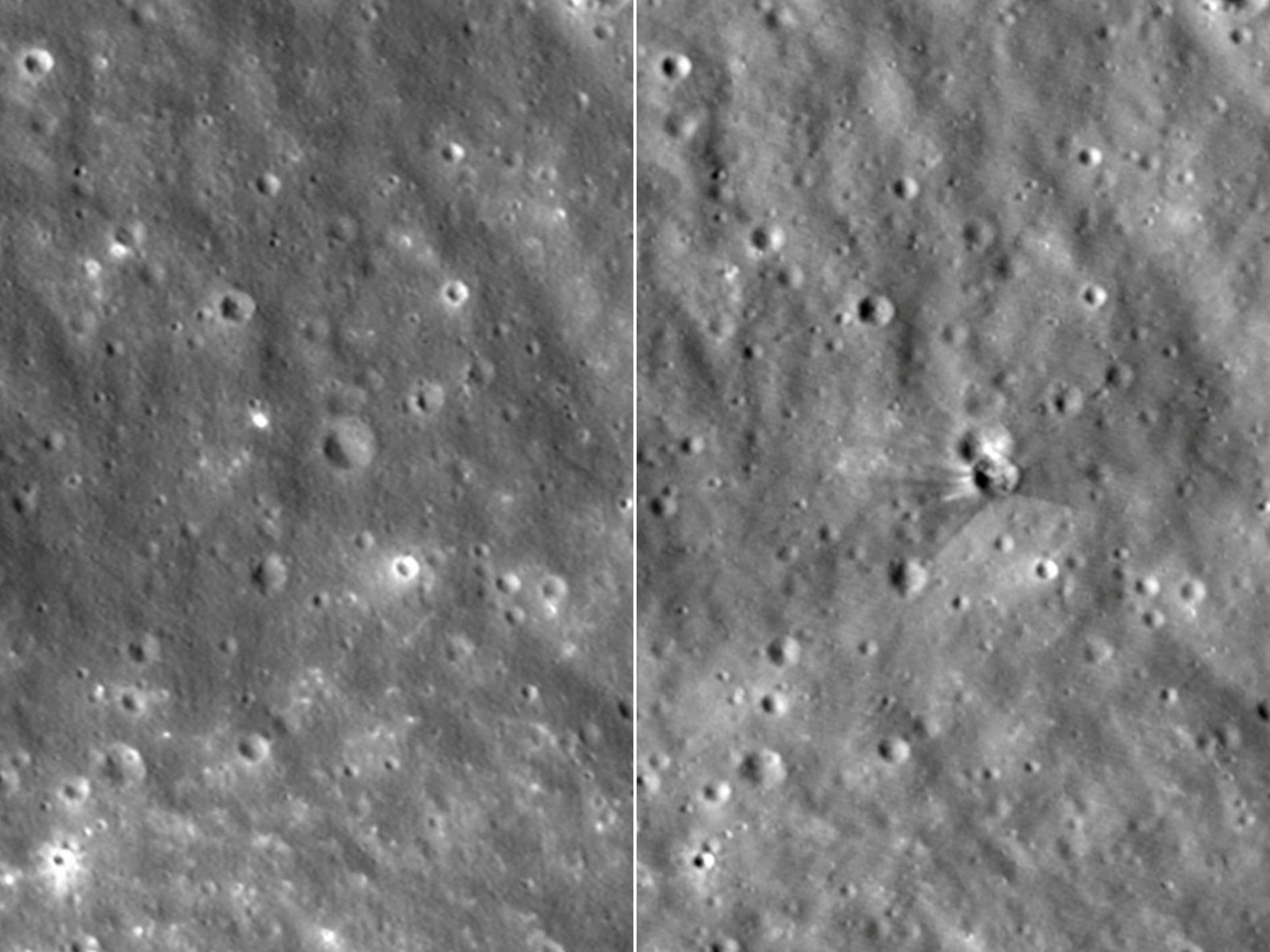 Aufnahmen der NASA zeigen einen Krater, der durch eine Space-X-Rakete entstanden ist. 