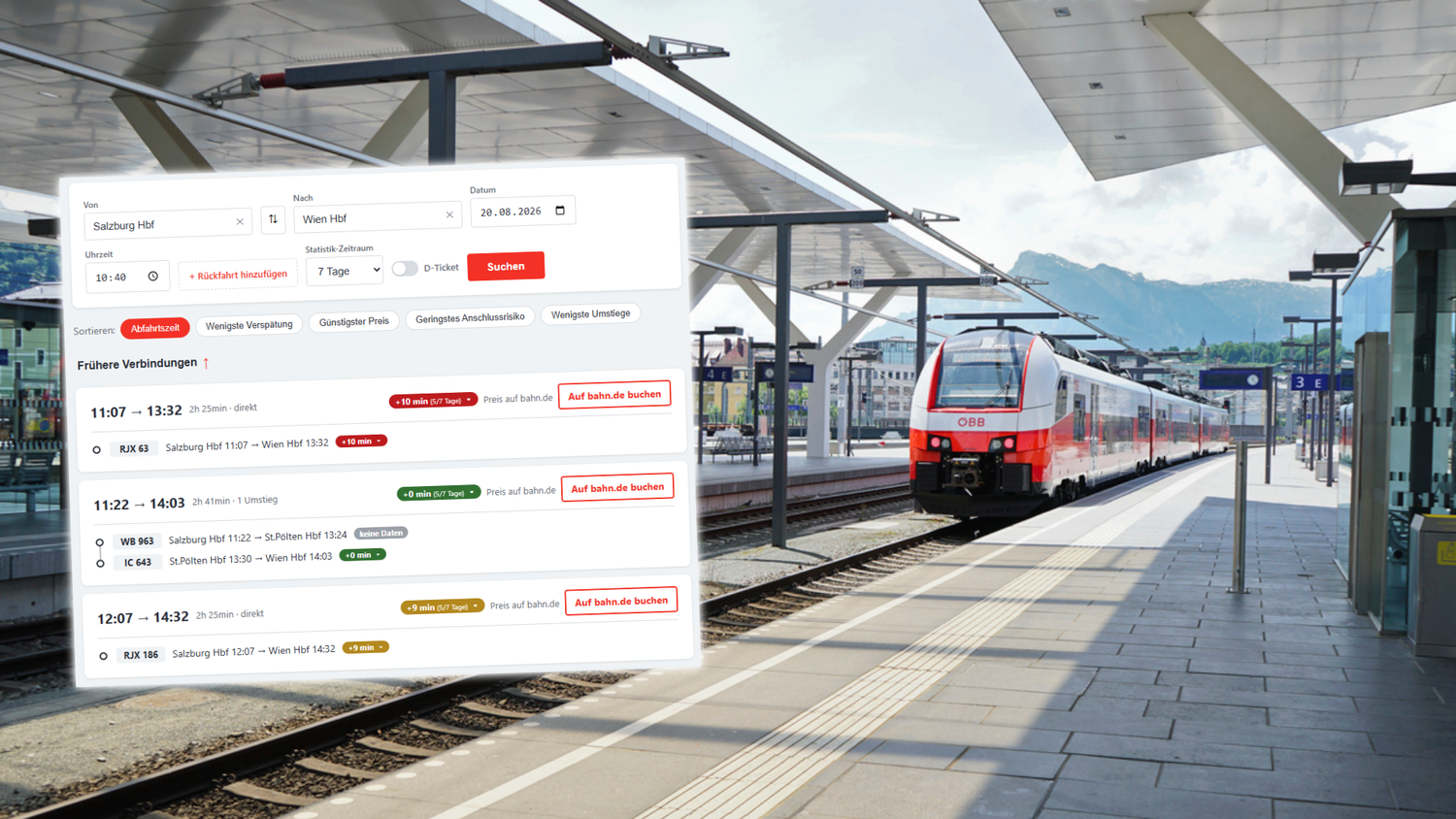 Das Tool zeigt, mit welcher Verspätung man rechnen kann. 