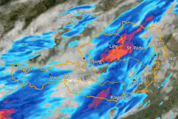 Heute.at - Kräftige Gewitter mit großen Regenmengen im Anmarsch