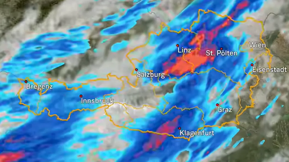 Heute.at - Kräftige Gewitter mit großen Regenmengen im Anmarsch
