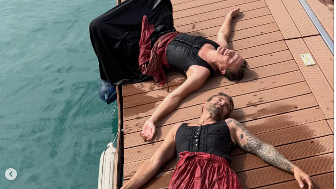 Robert Seiner und sein Kollege Peter nach dem Sprung