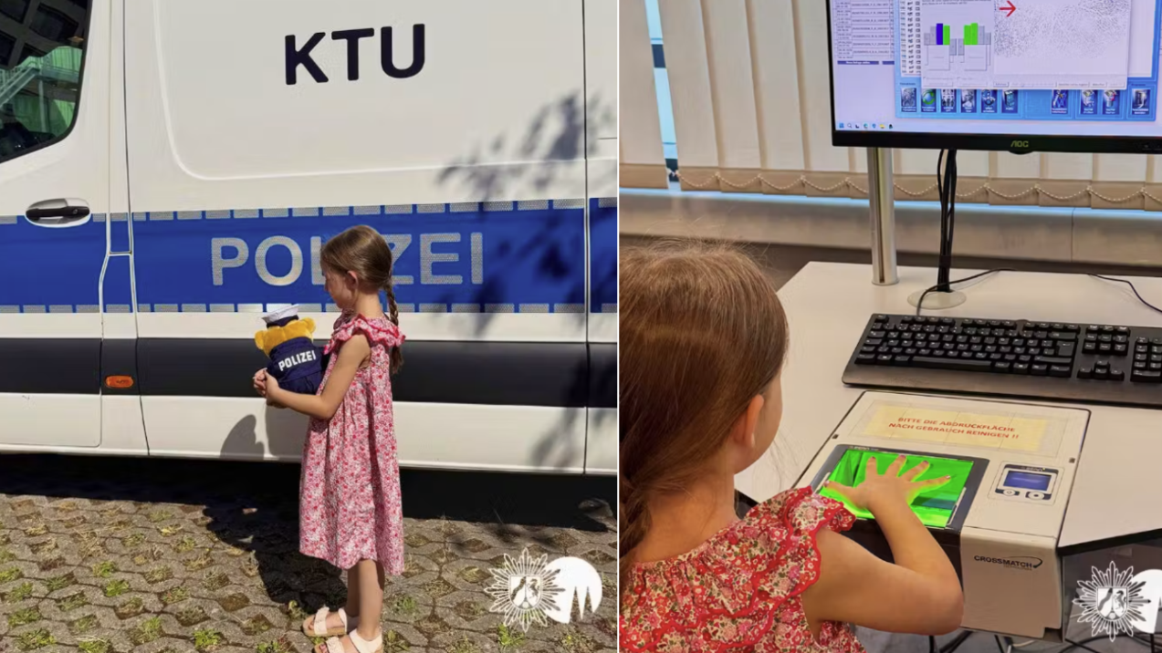 Als Dankeschön durfte die Sechsjährige die Kriminaltechnik besuchen und Fingerabdrücke nehmen.