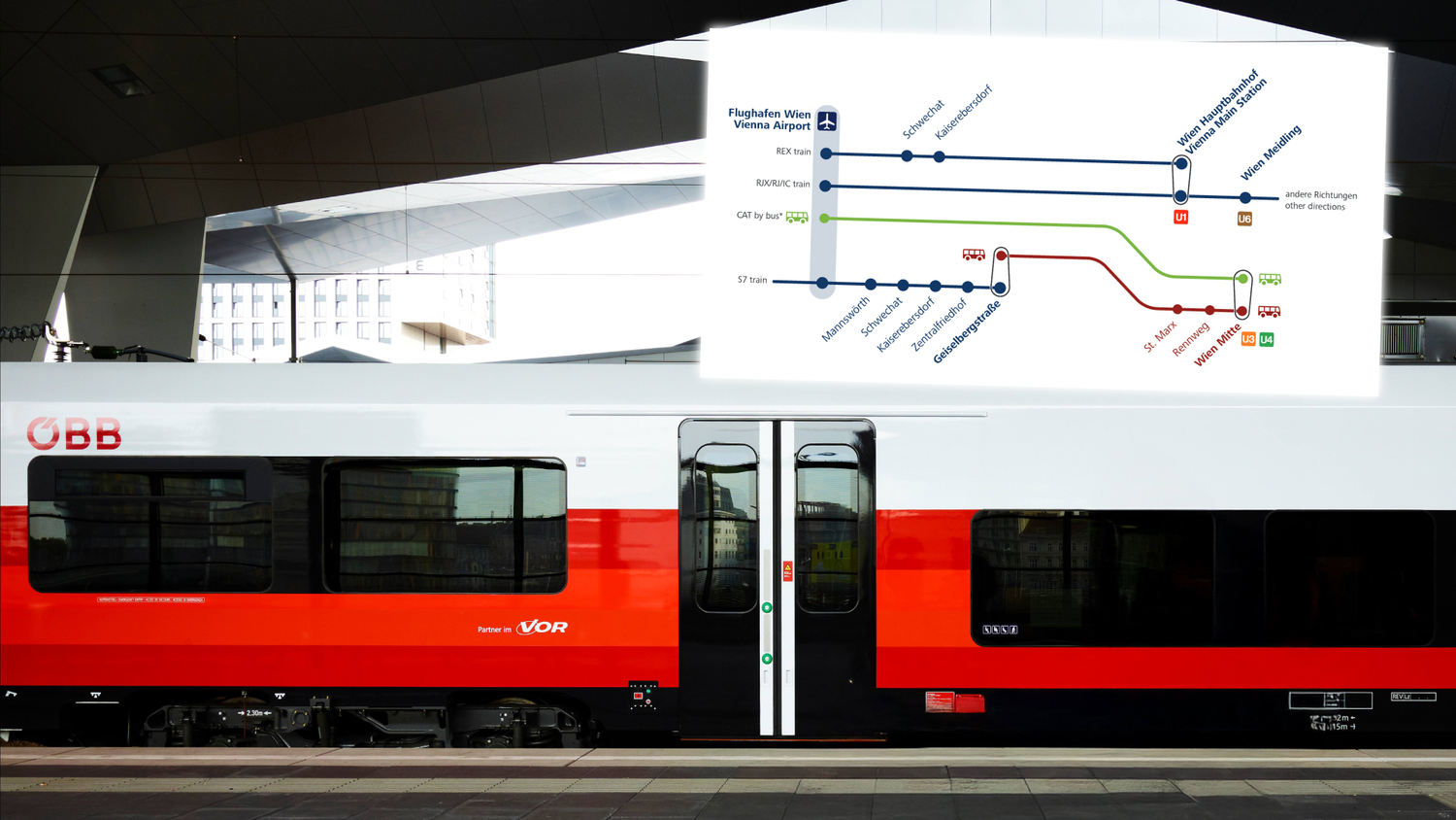 Zusätzliche REX-Verbindungen zwischen Wien Hauptbahnhof und Flughafen Wien ab 21.08.