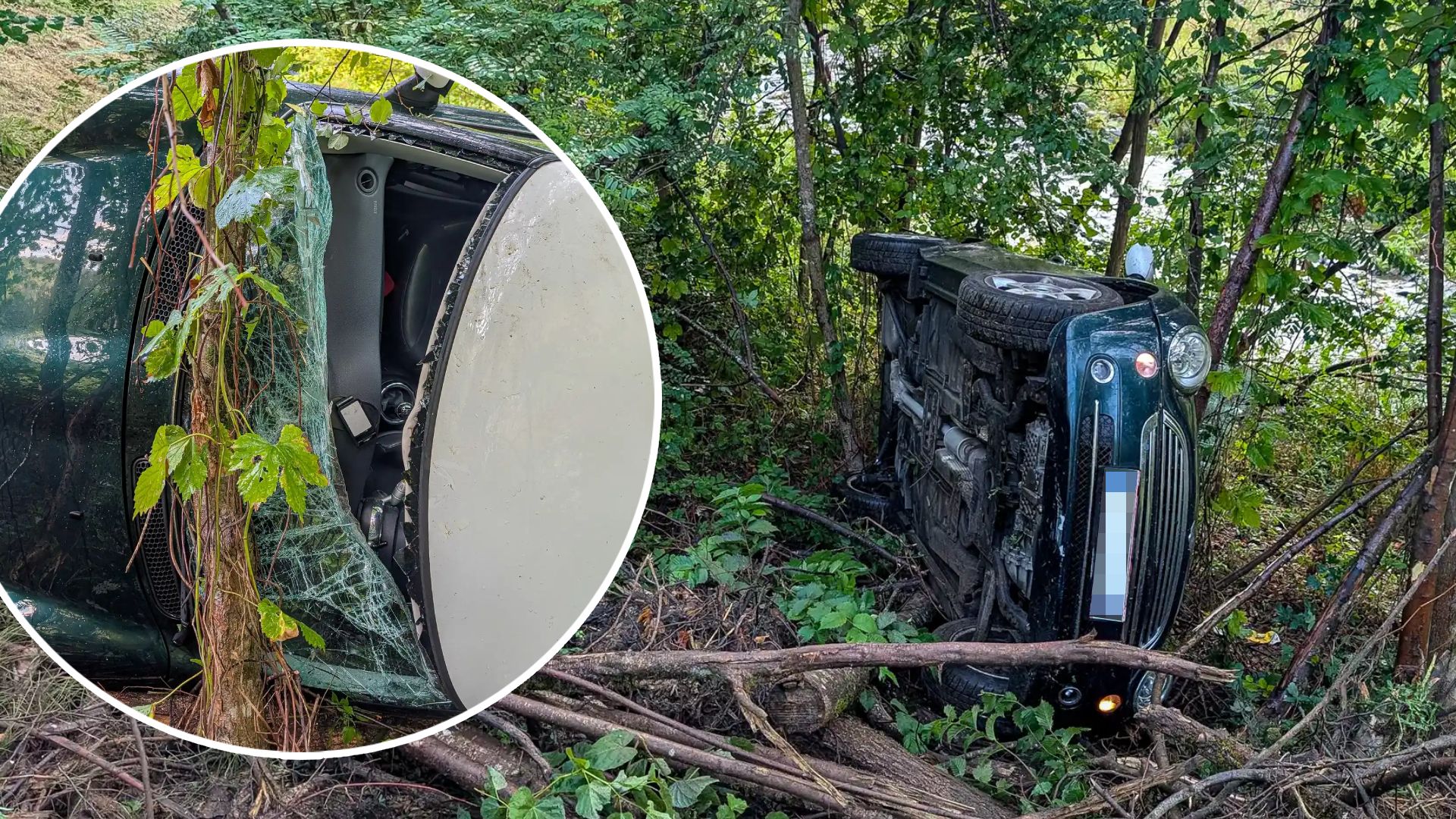 Der Pkw stürzte Donnerstagfrüh über eine Böschung, ein Lkw-Lenker leistete Erste Hilfe.