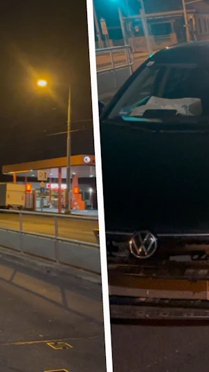 Alko-Lenker verursacht Unfall in Wien-Floridsdorf: 1,6 Promille, Führerschein weg, Auto kaputt. Keine Verletzten, nur Sachschaden.