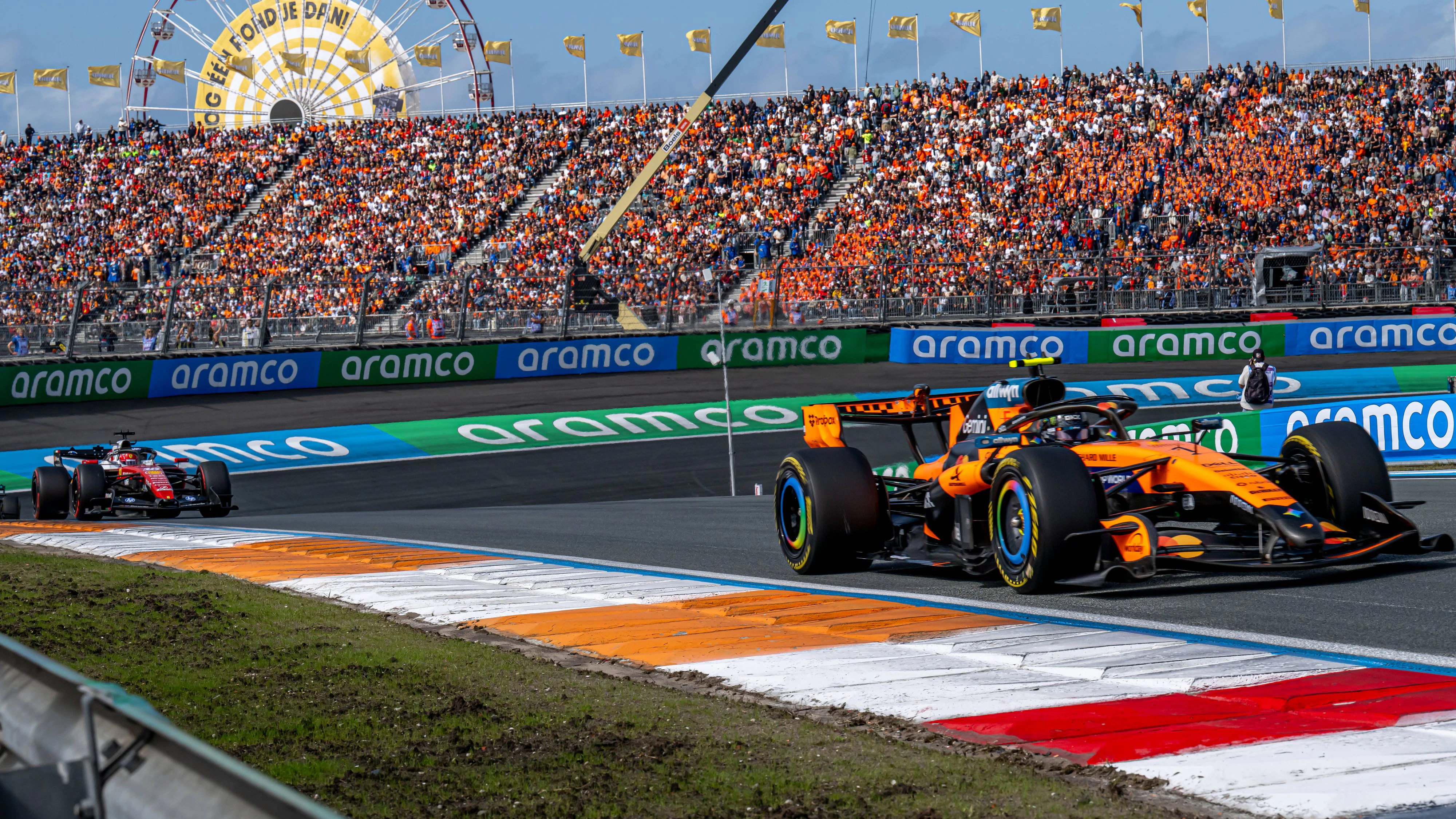 ZANDVOORT, NETHERLANDS: Lando Norris, racing for the McLaren F1 team during the 2026 Formula 1 Dutch Grand Prix at the Circuit Zandvoort in Zandvoort, Netherlands