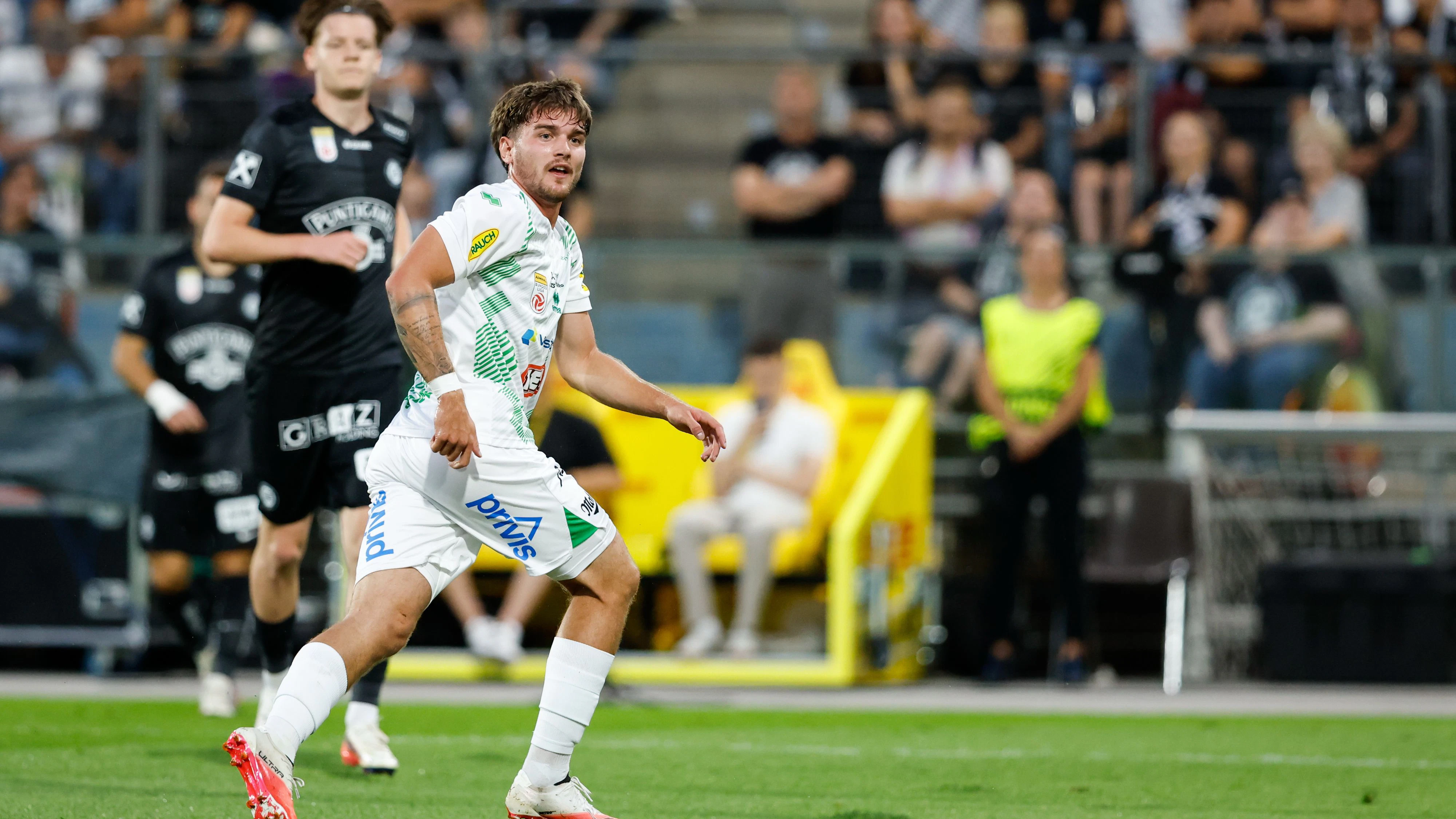 GRAZ,AUSTRIA,22.AUG.26 - SOCCER - ADMIRAL Bundesliga, SK Sturm Graz vs SC Austria Lustenau. Image shows the rejoicing of Dominik Weixelbraun (A.Lustenau). Photo: GEPA pictures/ James Doak