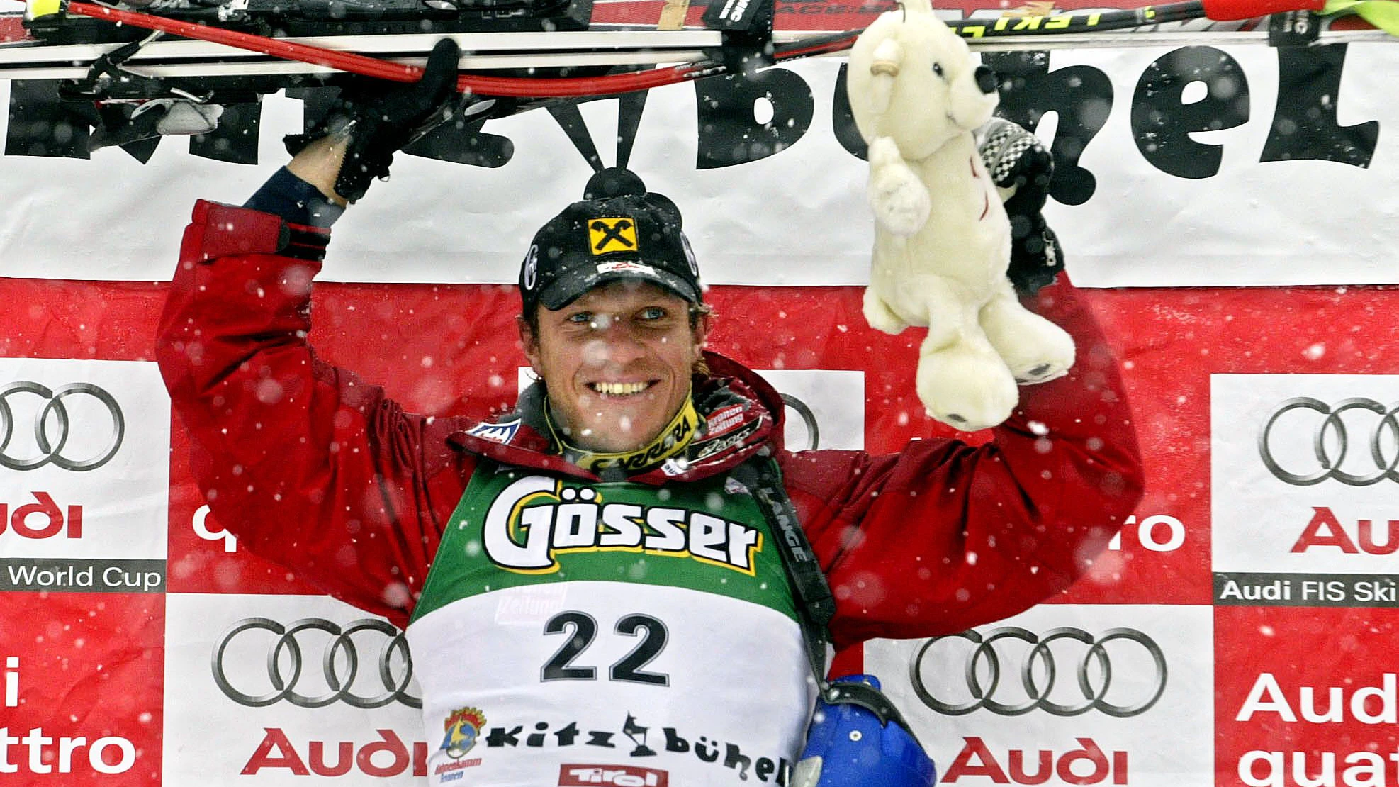 521 Tage nach dem schweren Motorrad-Unfall gewinnt Hermann Maier am 27. Jänner 2003 den Super-G in Kitzbühel. "Mein größter Sieg", sagt er heute.Hermann Maier (AUT)