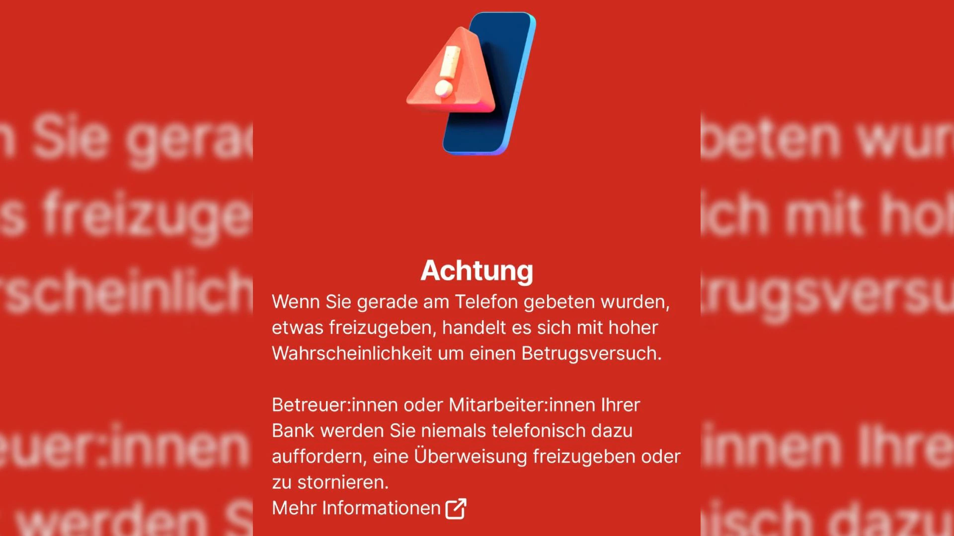 Diese Meldung erscheint derzeit im Online-Banking.