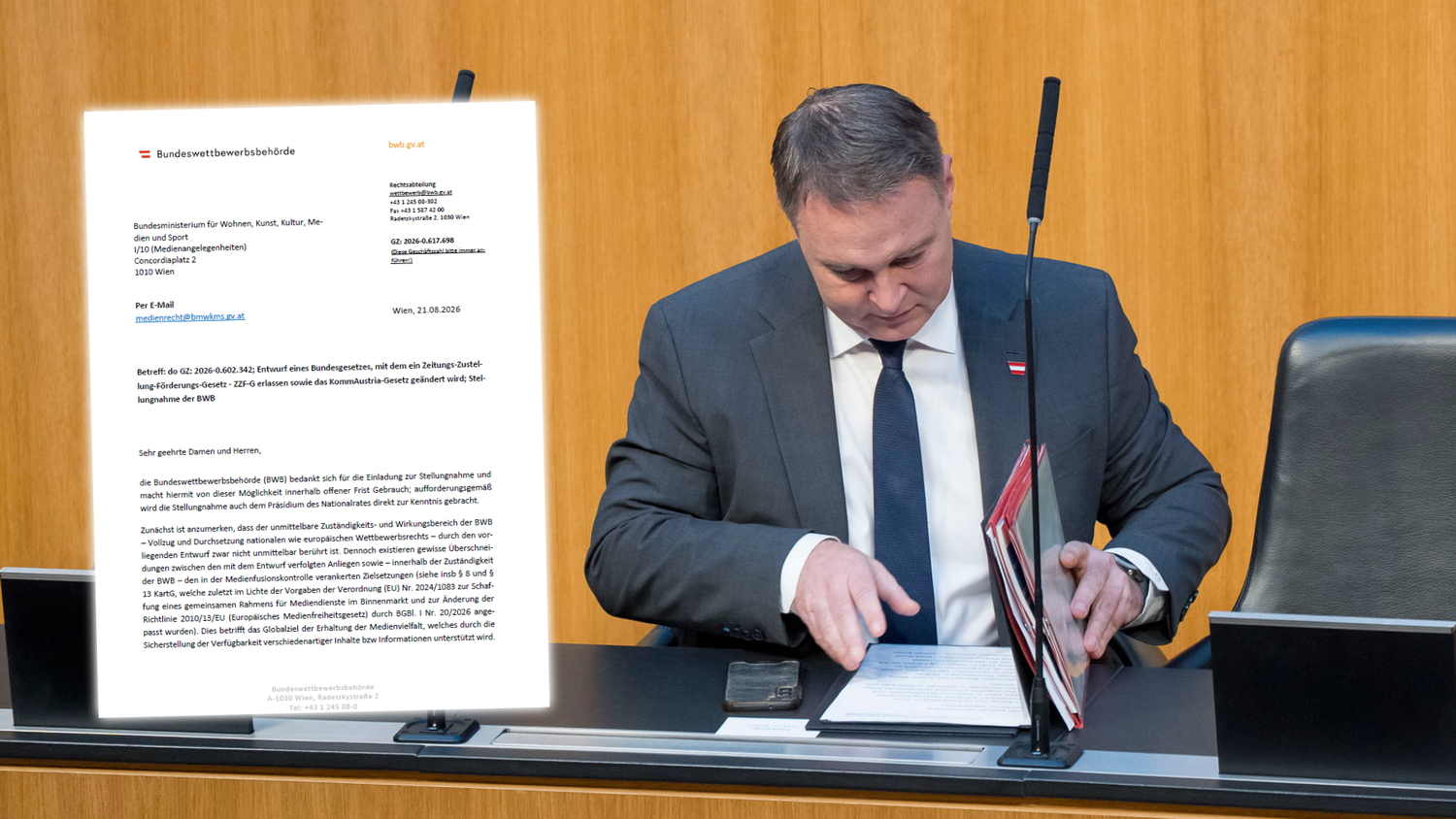 Ist mit seinen Plänen ziemlich alleine: Medienminister Andreas Babler. 