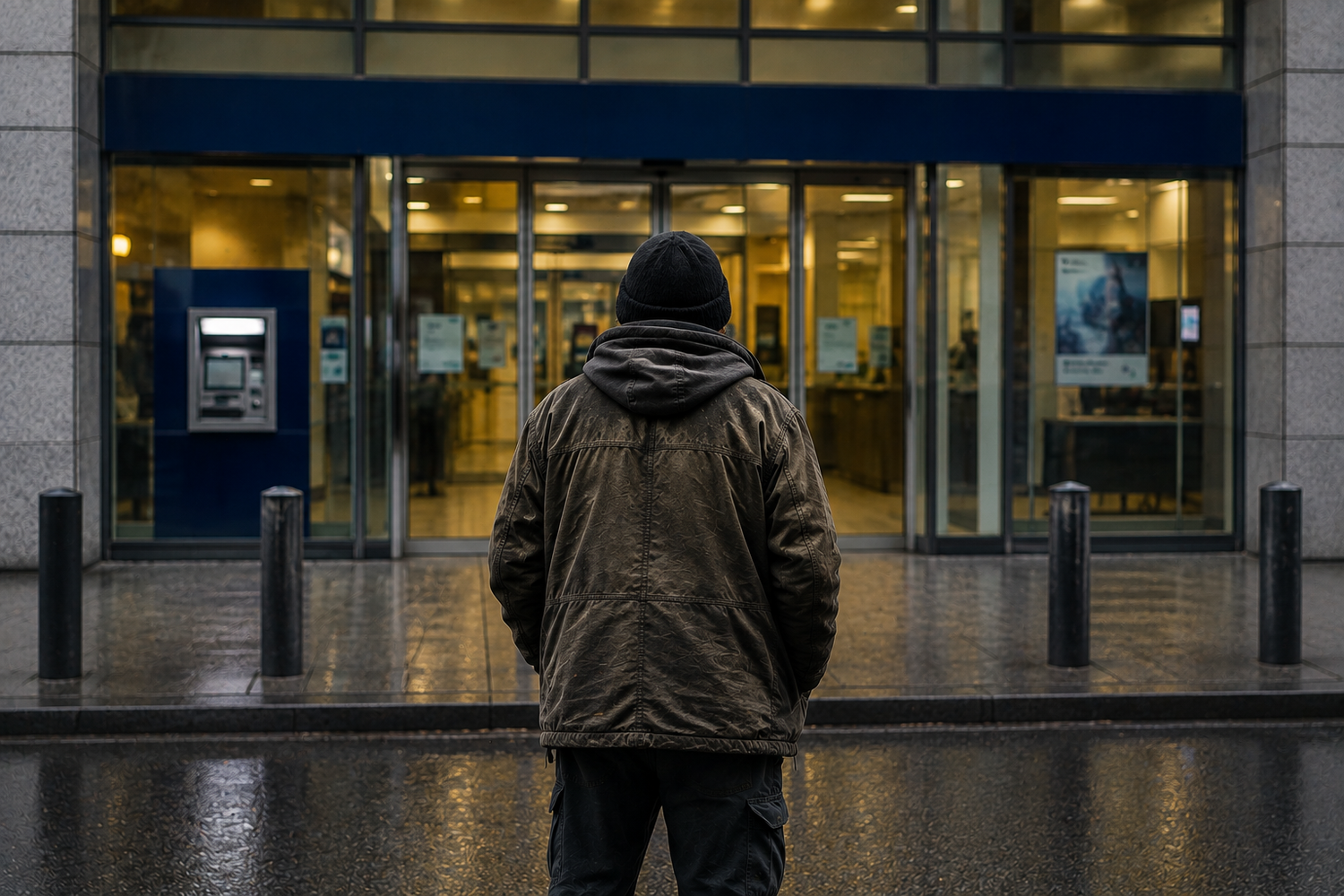 Ein 28-jähriger Obdachloser überfiel eine Bank, nur um ins Gefängnis zu kommen