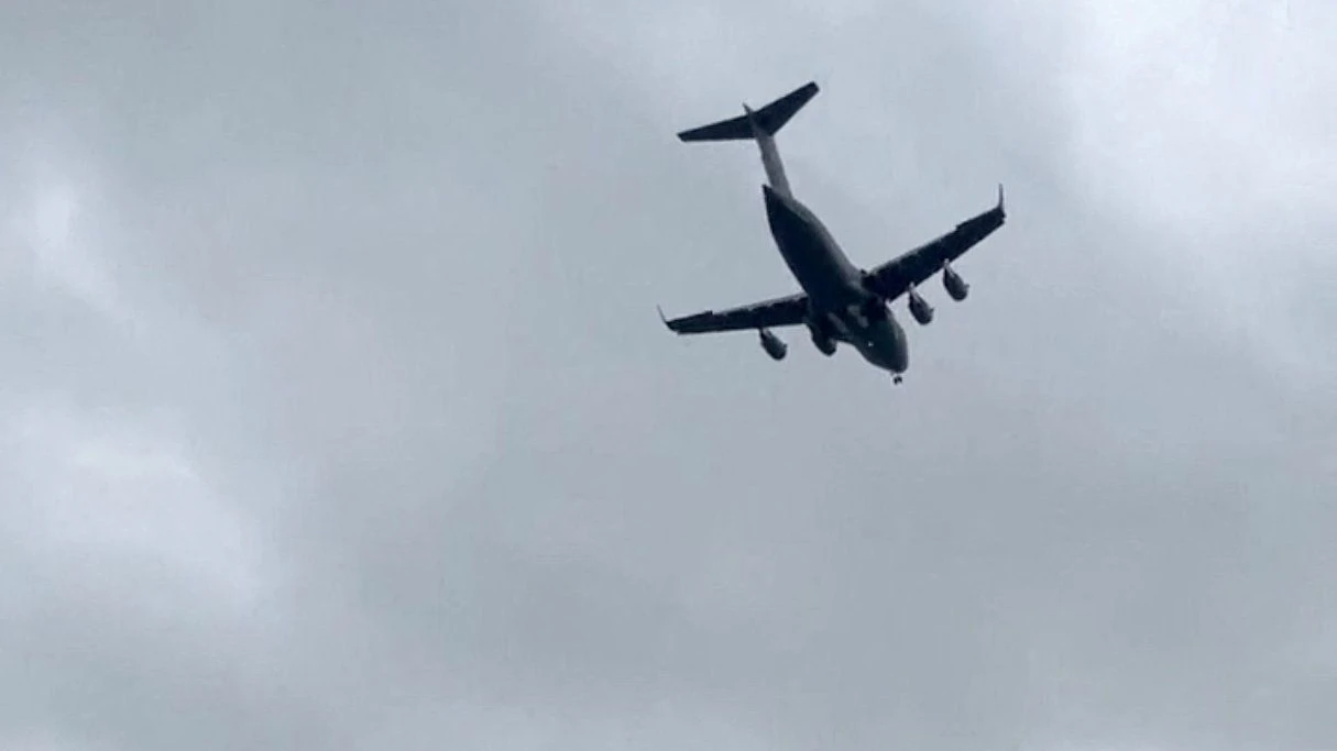 Die Globemaster III im Anflug auf Moskau.    