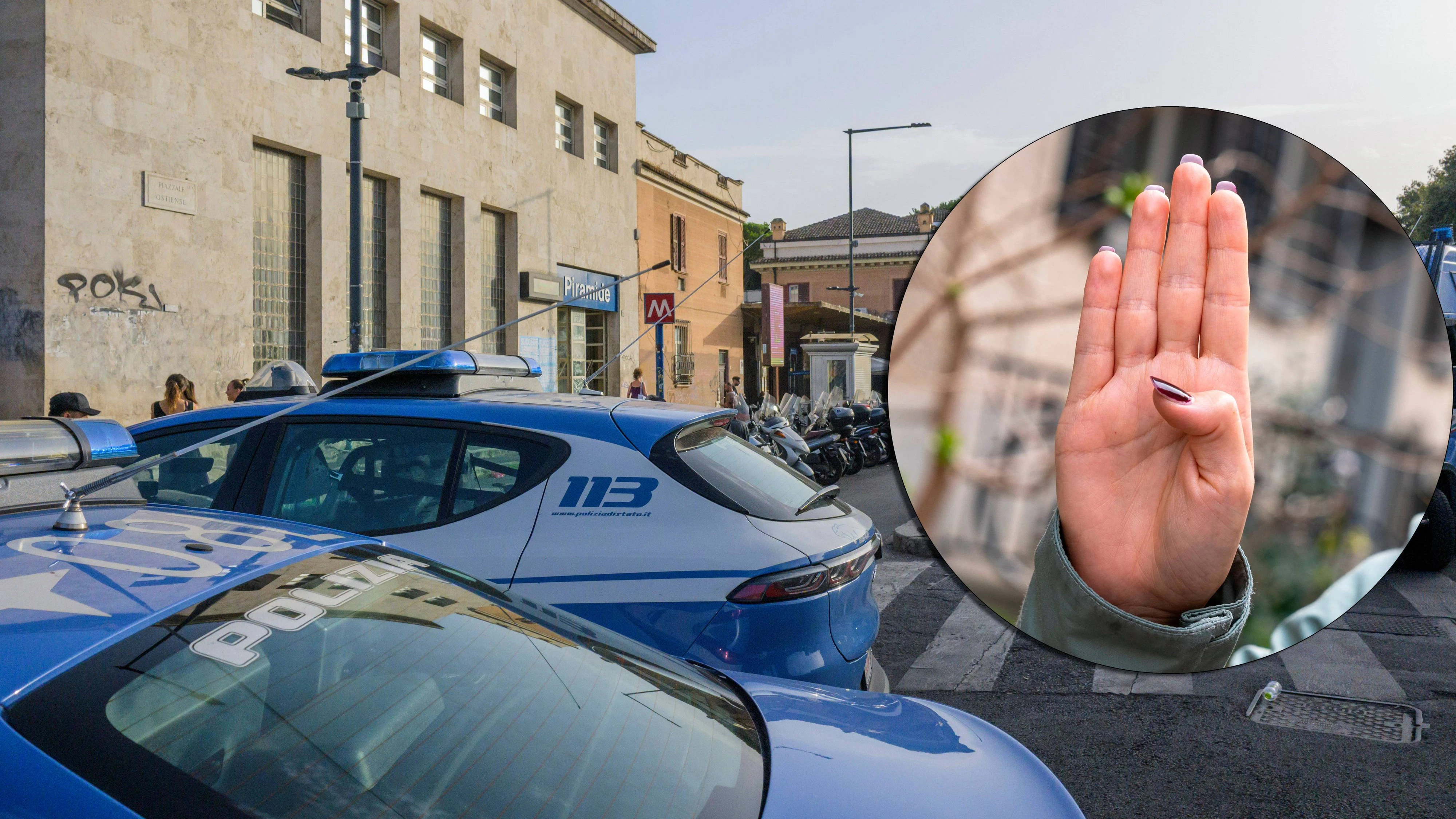Aus einem Auto im römischen Vorort Casilino zeigte eine 14-Jährige am vergangenen Donnerstag ein international verwendetes Hilfszeichen für Betroffene von Gewalt.