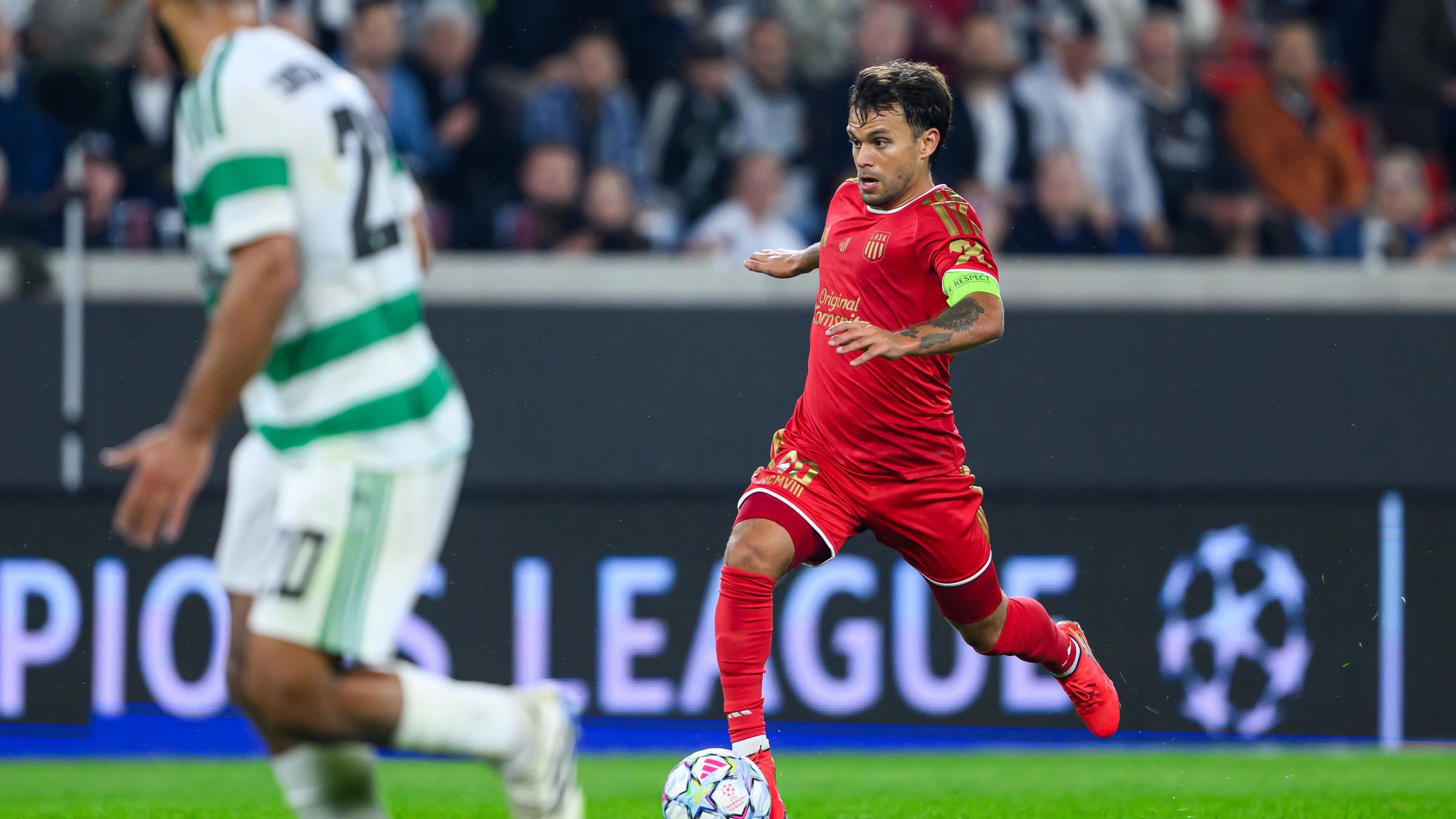 LINZ,AUSTRIA,25.AUG.26 - SOCCER - UEFA Champions League, play-off, Linzer ASK vs Celtic Glasgow. Image shows Sascha Horvath (LASK). Photo: GEPA pictures/ Christian Moser