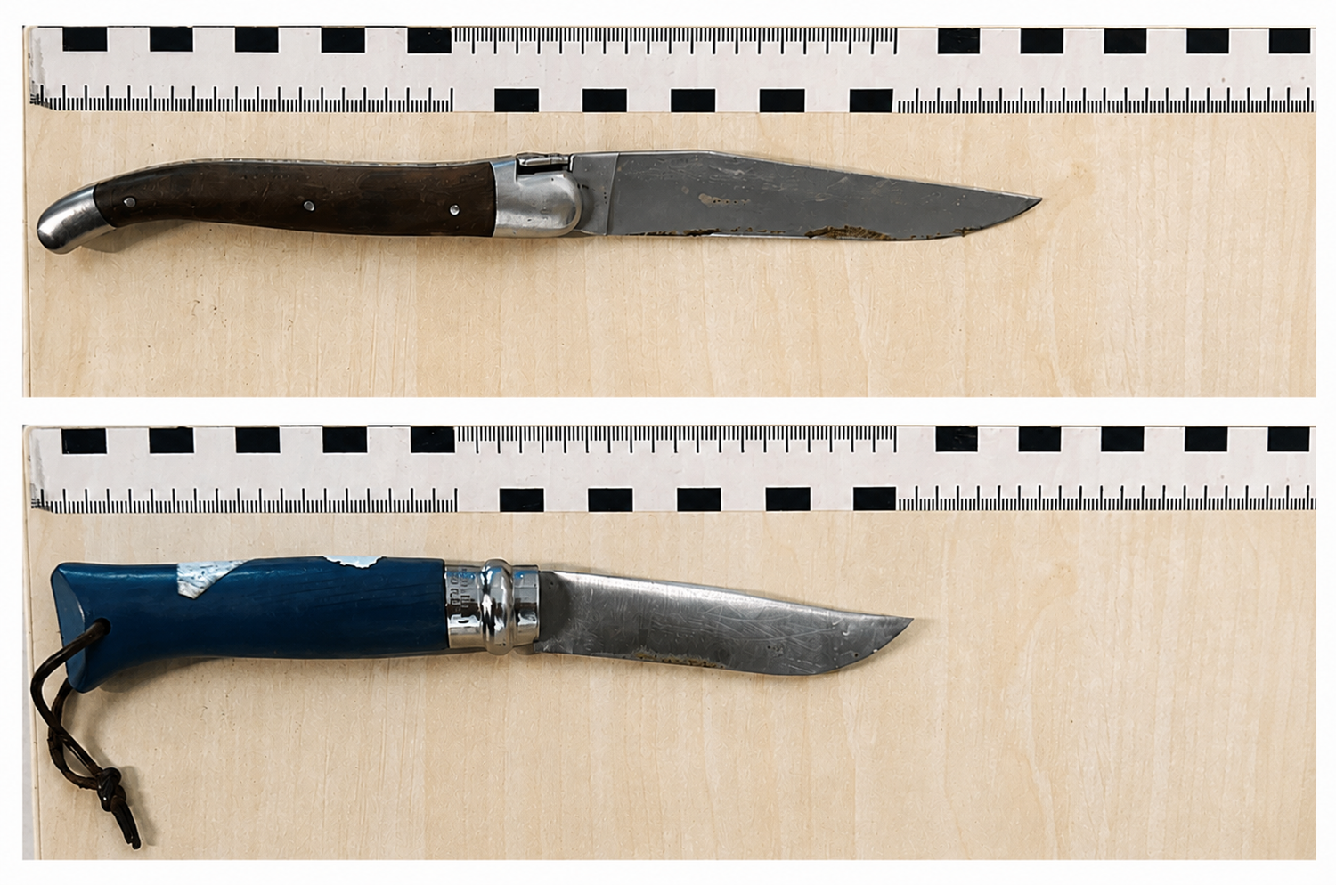 Die Polizei konnte die beiden Klappmesser sicherstellen.