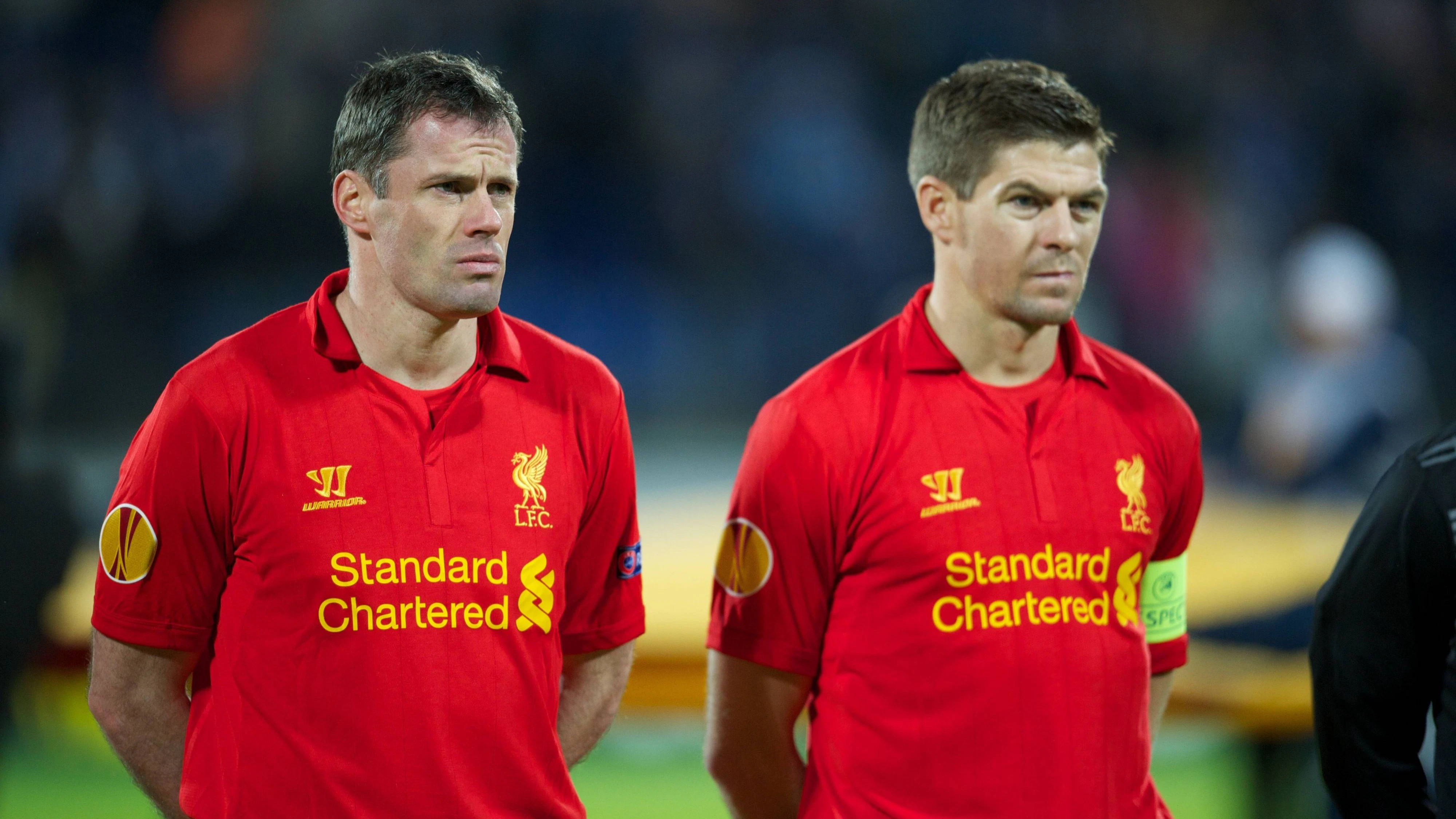 Bildnummer: 12824310  Datum: 14.02.2013  Copyright: imago/HochZwei/International  PROPAGANDA20130214 Football - soccer: UEFA Europa League, FC Zenit St Petersburg - Liverpool FC, Liverpool s Jamie Carragher and captain Steven Gerrard before the UEFA Europa League Round of 32 1st Leg match against FC Zenit St Petersburg at the Stadio Petrovski. (Hinweis: Verwendung nur in Deutschland, Österreich oder Schweiz - only Germany, Austria and Switzerland) xHOCHxZWEIx/xPropagandax PUBLICATIONxINxGERxSUIxAUTxONLY ; Fussball EuropaLeague 2012 x0x xsk 2013 quer GERONLY PROPAGANDA Sports - sports Fussball - soccer Football UEFA Europa League Maenner - men   Image number 12824310 date 14 02 2013 Copyright imago  International  Football Soccer UEFA Europe League FC Zenit St Petersburg Liverpool FC Liverpool s Jamie Carragher and Captain Steven Gerrard Before The UEFA Europe League Round of 32 1st Leg Match Against FC Zenit St Petersburg AT The Stadio Petrovski Note Use only in Germany Austria Or Switzerland only Germany Austria and Switzerland xHOCHxZWEIx xPropagandax PUBLICATIONxINxGERxSUIxAUTxONLY Football Europe League 2012 x0x xsk 2013 horizontal GERONLY propaganda Sports Sports Football Soccer Football UEFA Europe League Men Men  