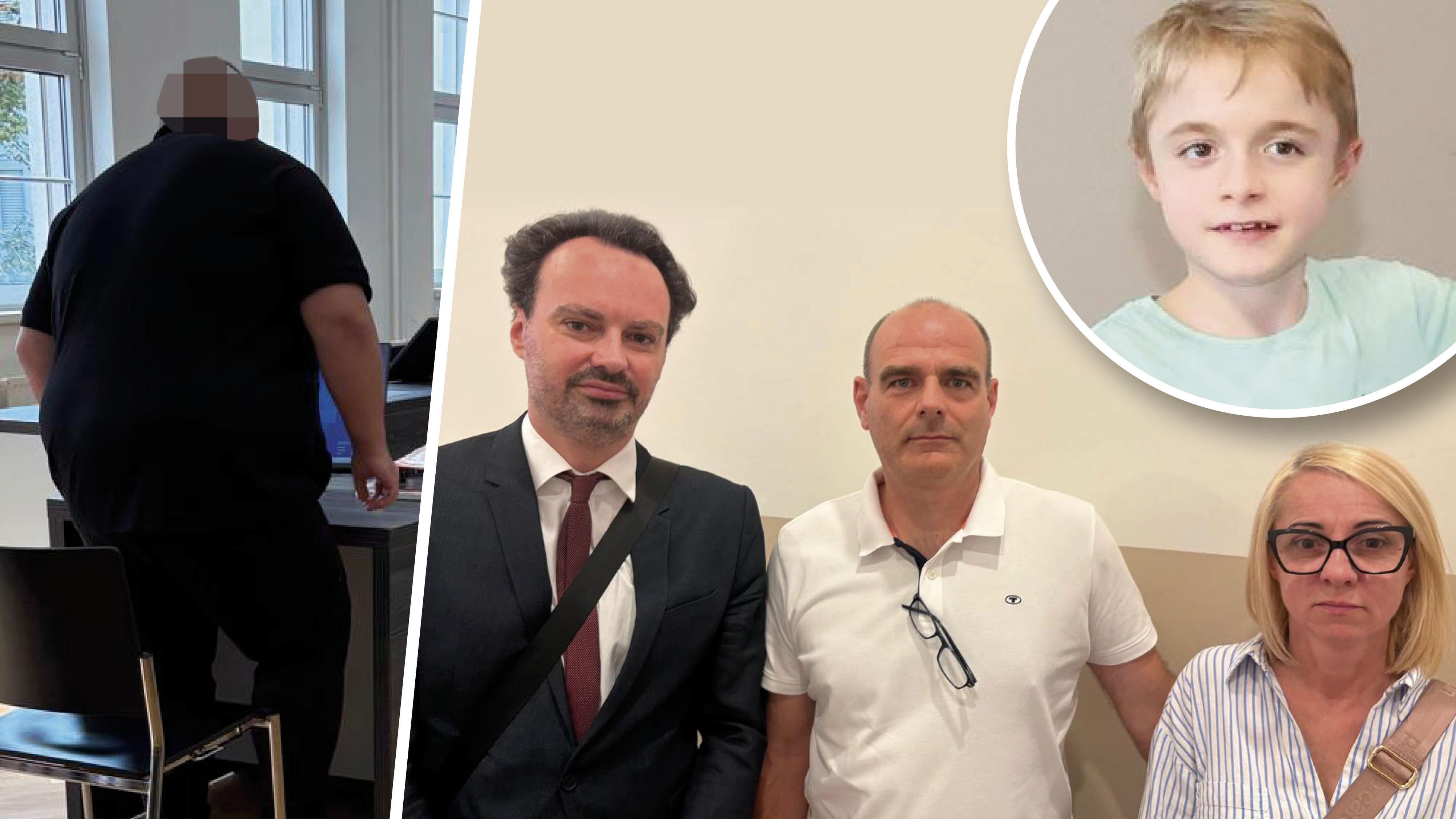 Der Angeklagte vor Gericht; der kleine Bruno, seine Eltern und ihr Anwalt Dominik Huber