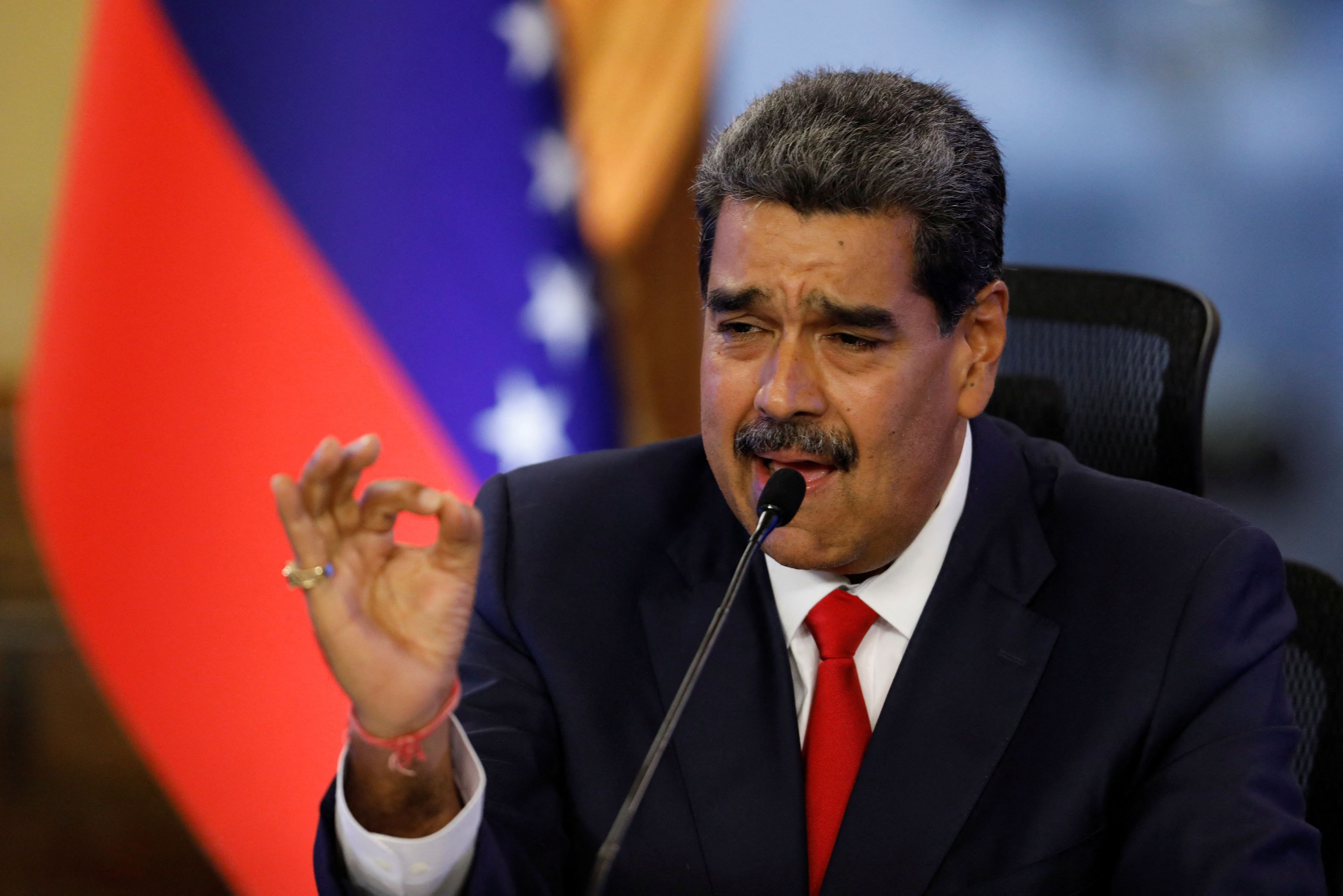 Archivbild: Der venezolanische Präsident Nicolás Maduro bei einem Medientermin am 2. August 2024 im Miraflores-Palast in Caracas, Venezuela.