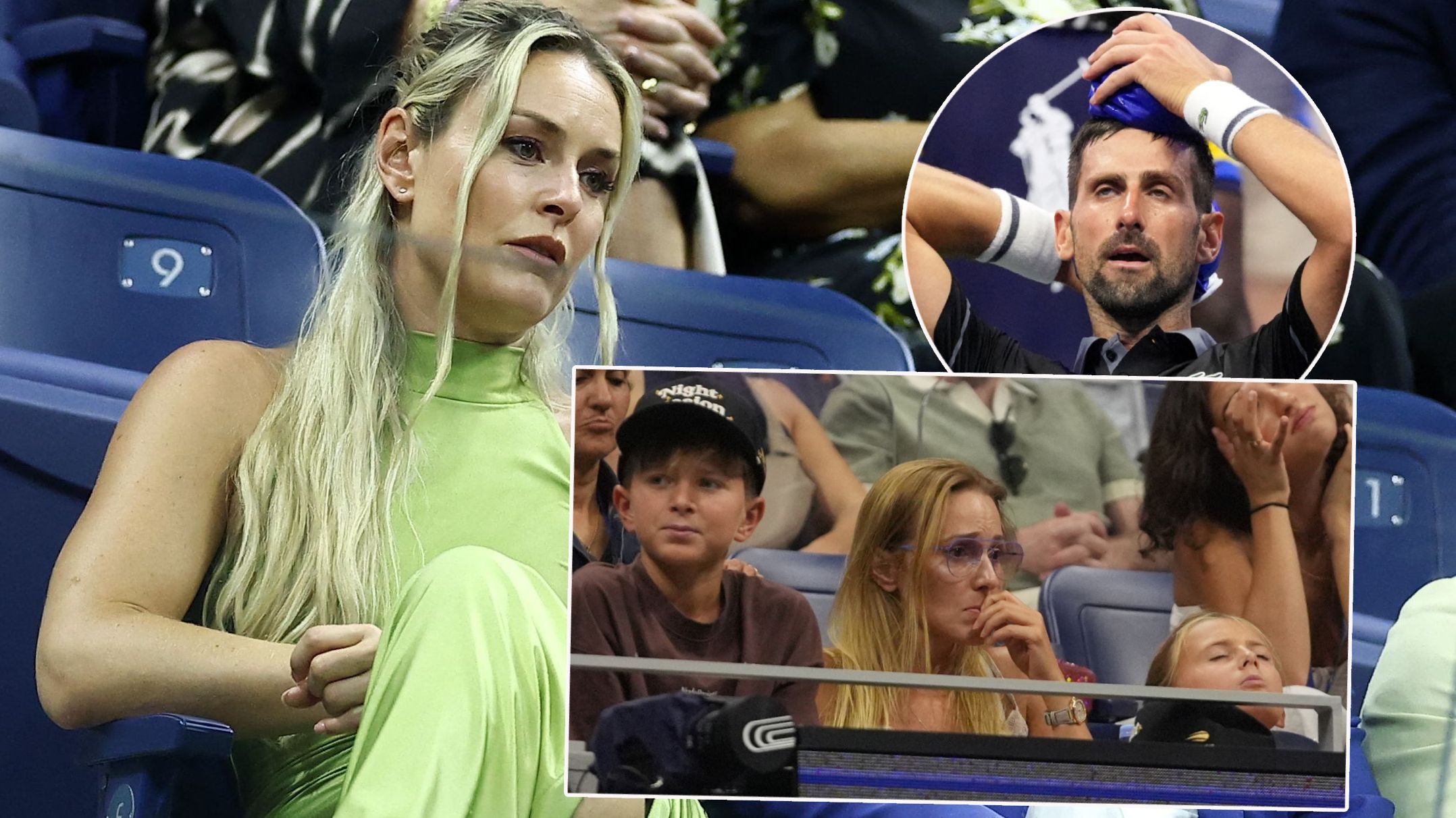 Lindsey Vonn und die Familie von Novak Djokovic sehen den Superstar beim US-Open-Aus leiden