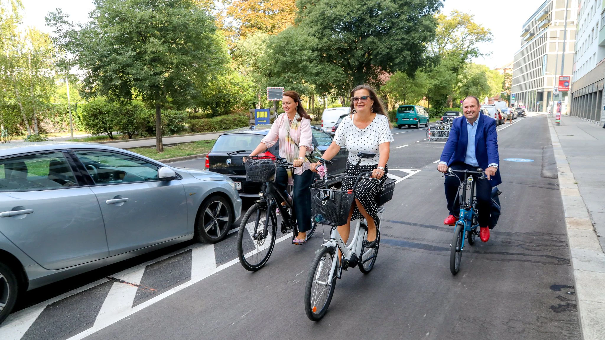 Ein Zwei-Richtungs-Radweg in der Oberen Donaustraße (Leopoldstadt) wurde soeben fertiggestellt.