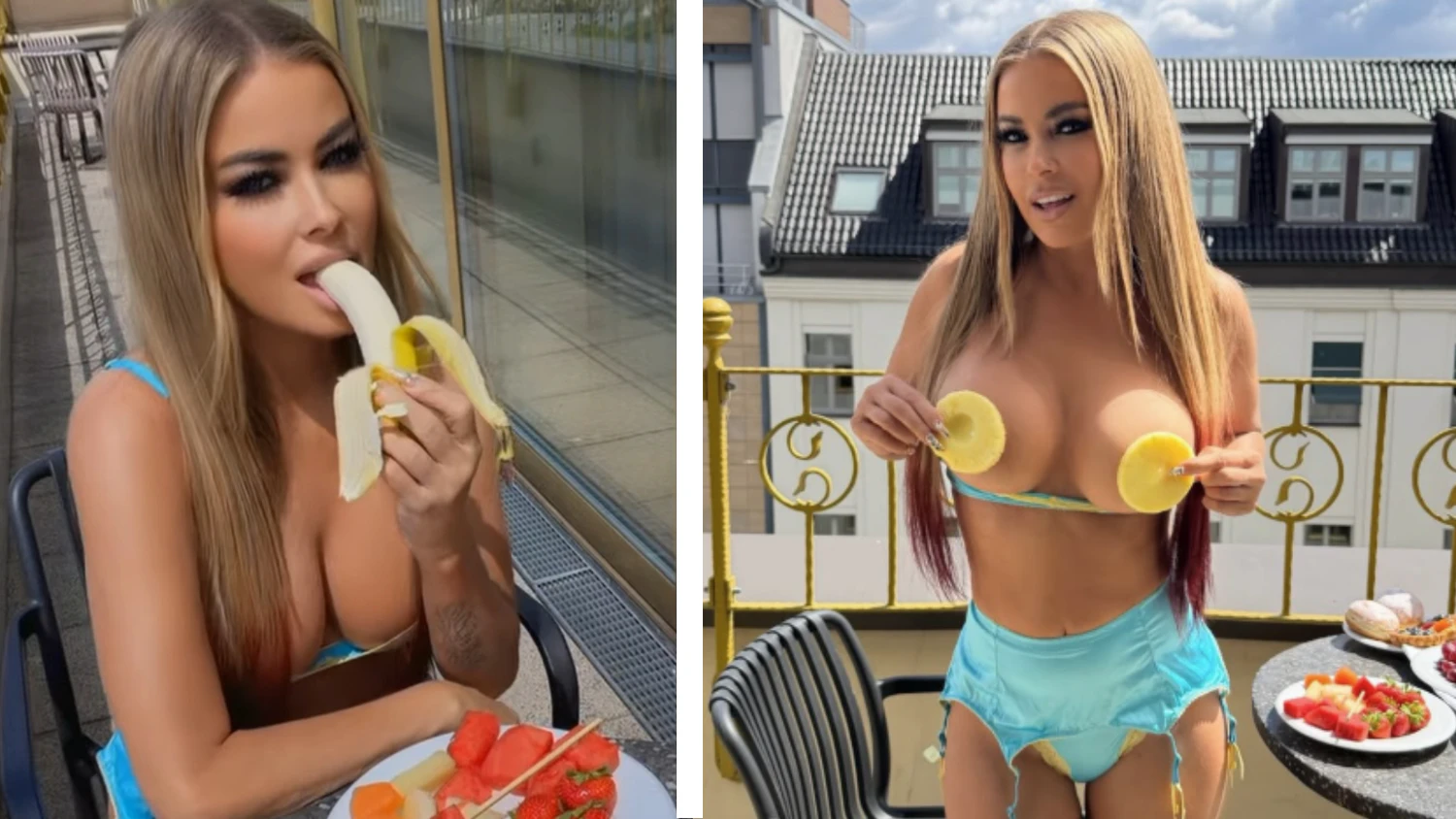 Carmen Electra isst ihr Obst scheinbar am liebsten halbnackt.