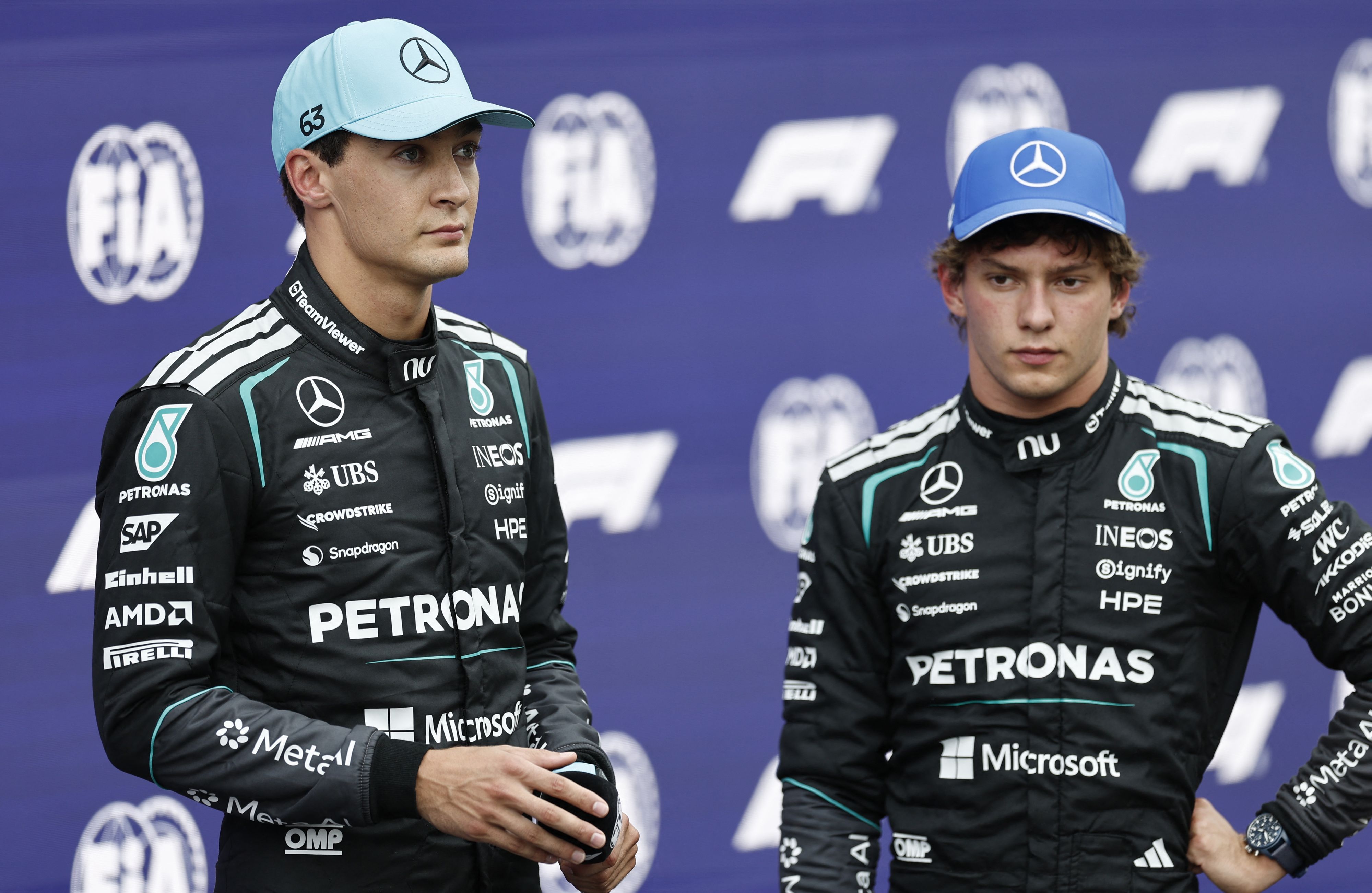 Die beiden Mercedes-Stars George Russell und Andrea Kimi Antonelli. 