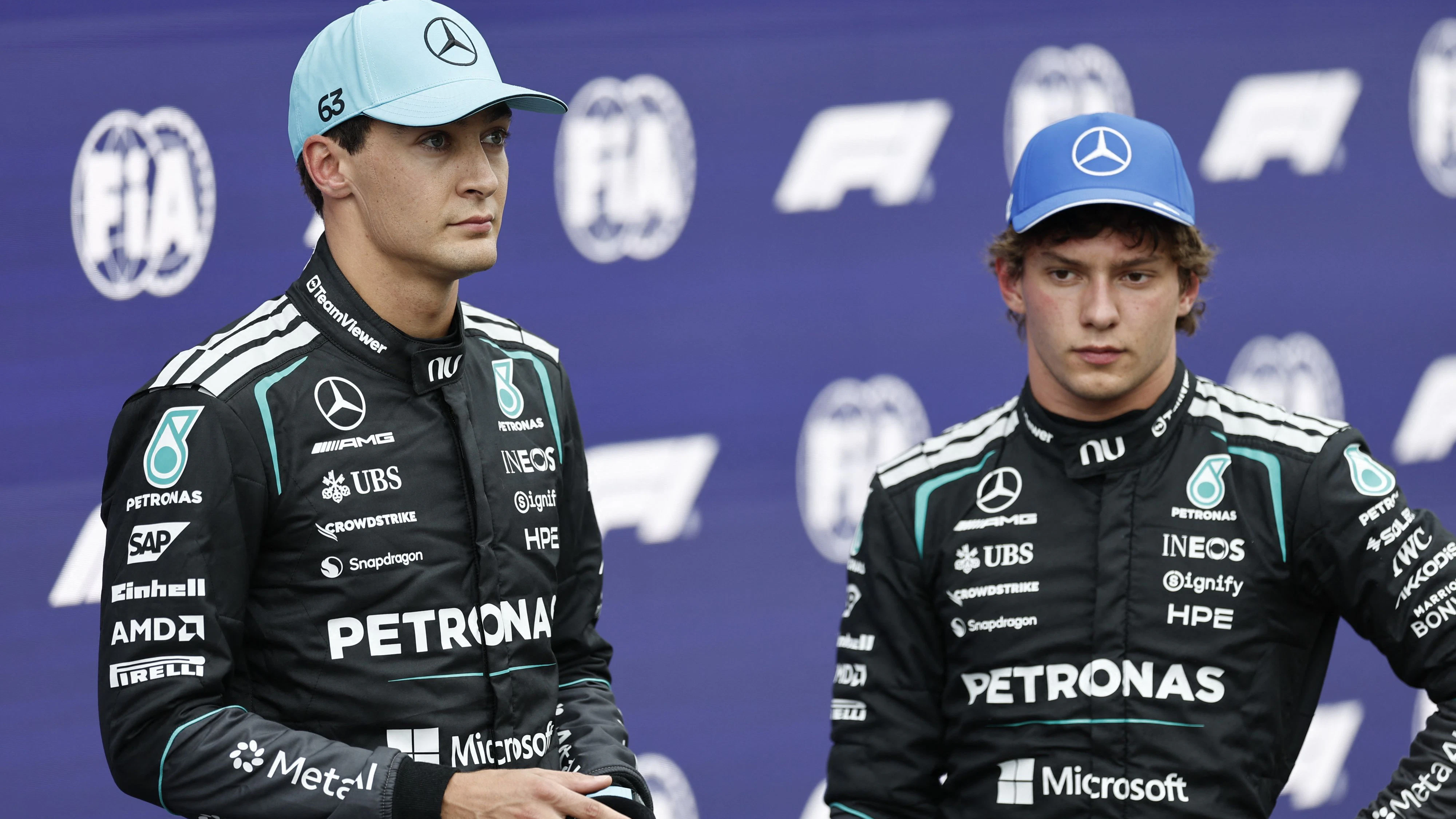 Die beiden Mercedes-Stars George Russell und Andrea Kimi Antonelli. 