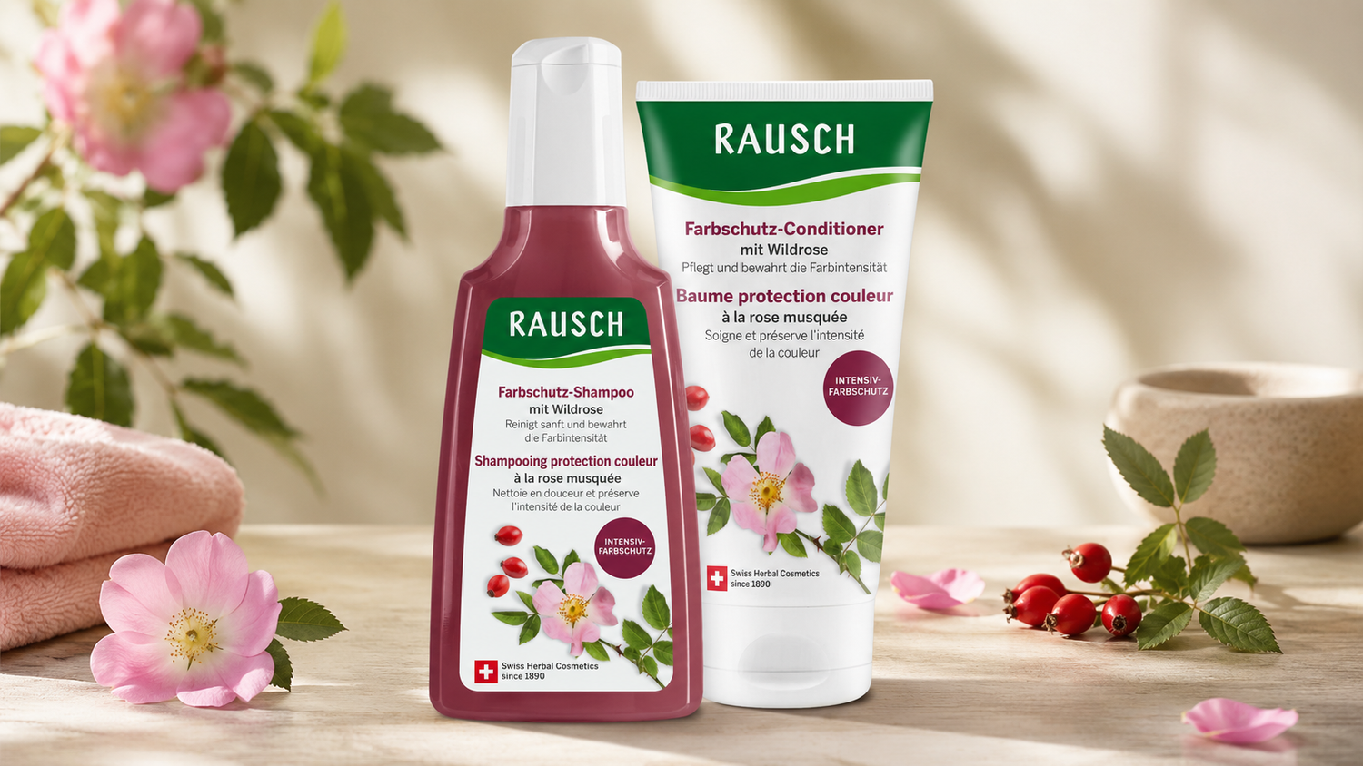Heute.at - Pflege für gefärbtes Haar: RAUSCH Wildrose-Set gewinnen