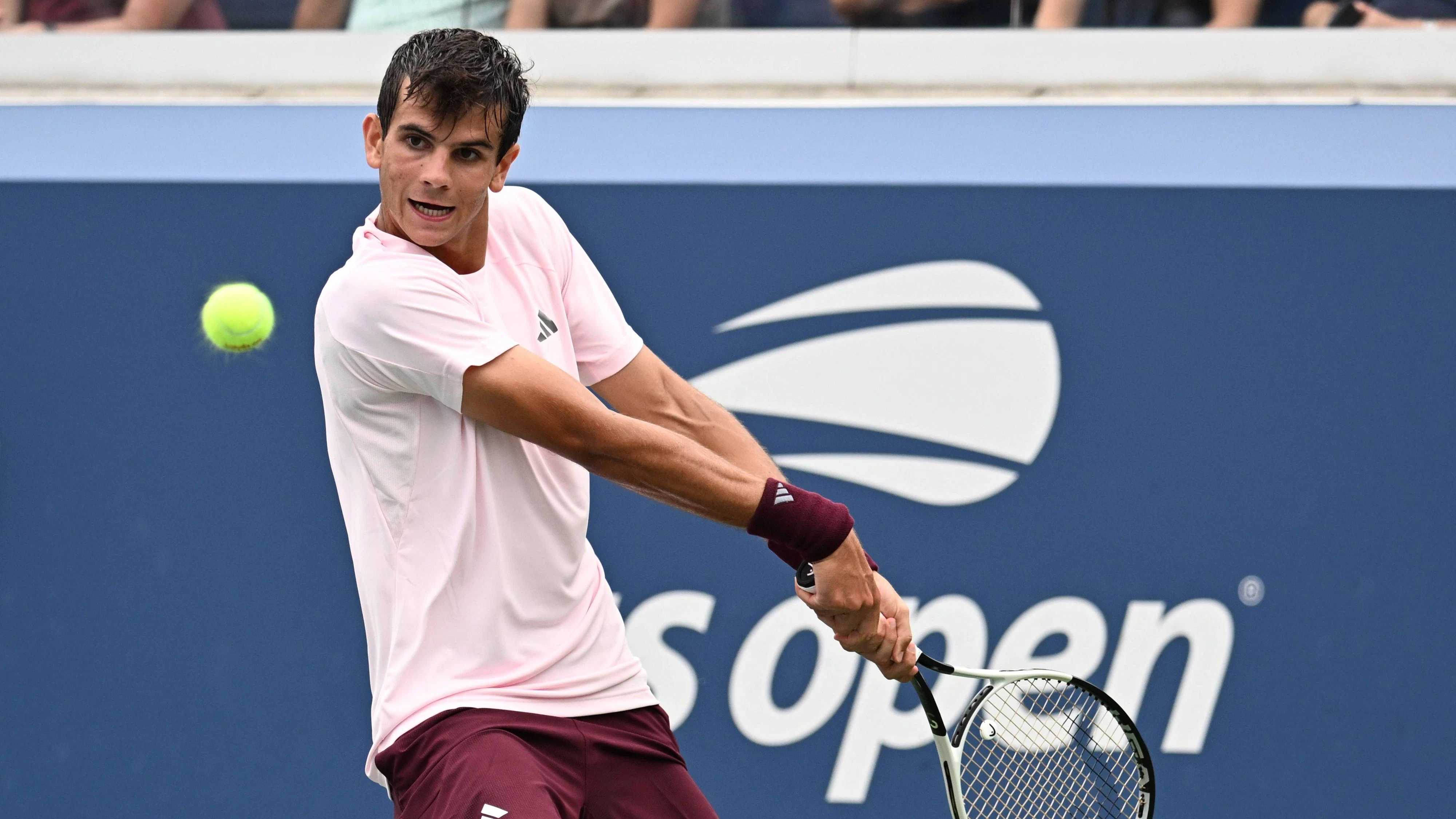 260903 -- NEW YORK, Sept. 3, 2026 -- Rafael Jodar of Spain hits a return during the men s singles first round match between Bu Yunchaokete of China and Rafael Jodar of Spain at the 2026 US Open tennis championships in New York, the United States, Sept. 2, 2026.  SPU.S.-NEW YORK-TENNIS-US OPEN-MEN S SINGLES LixRui PUBLICATIONxNOTxINxCHN