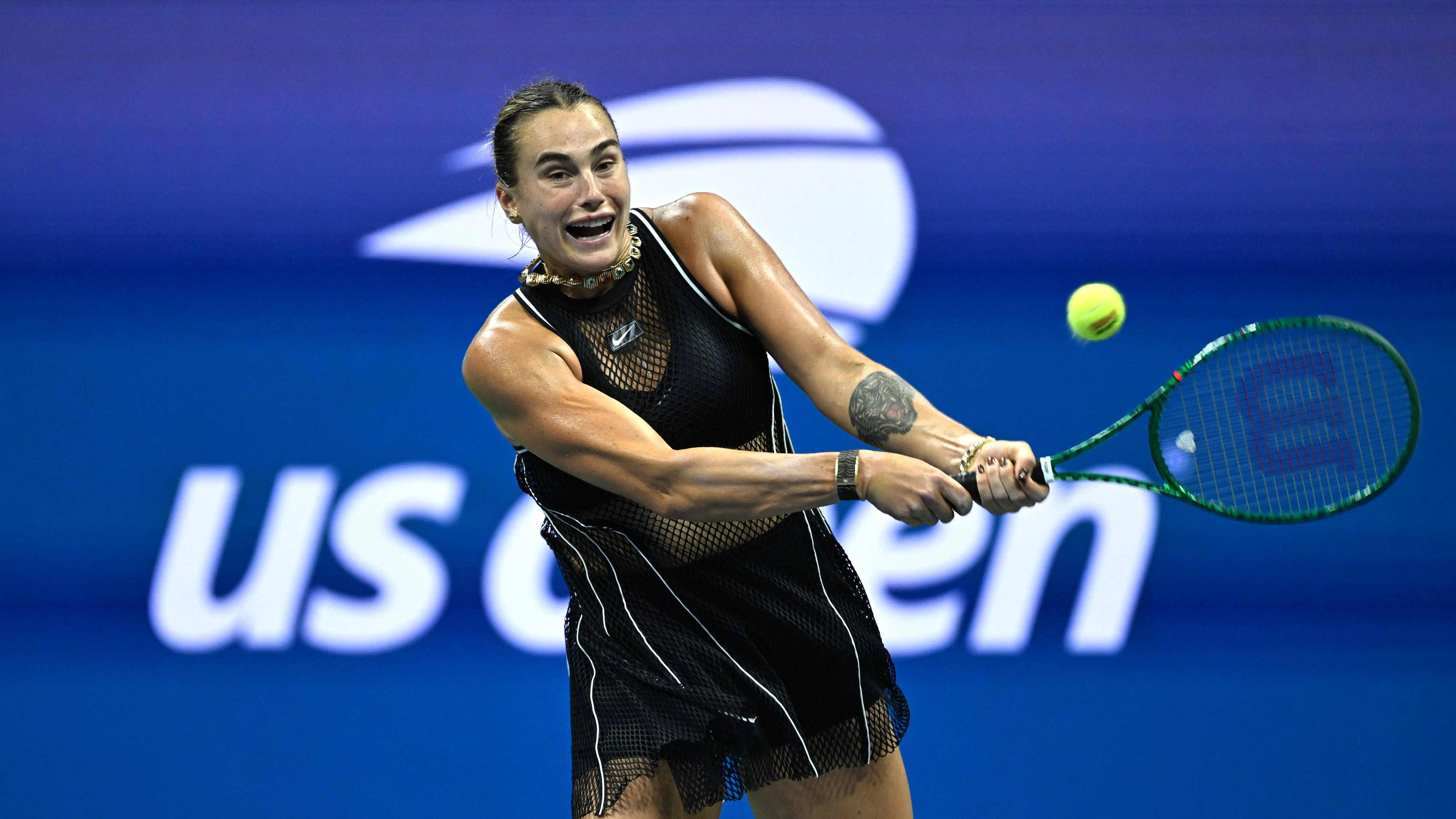 260903 -- NEW YORK, Sept. 3, 2026 -- Aryna Sabalenka returns a shot during women s singles second round match betweetn Aryna Sabalenka of Belarus and Polina Iatcenko of Russia at the 2026 US Open tennis championships in New York, the United States, Sept. 2, 2026.  SPU.S.-NEW YORK-TENNIS-US OPEN-WOMEN S SINGLES LixRui PUBLICATIONxNOTxINxCHN