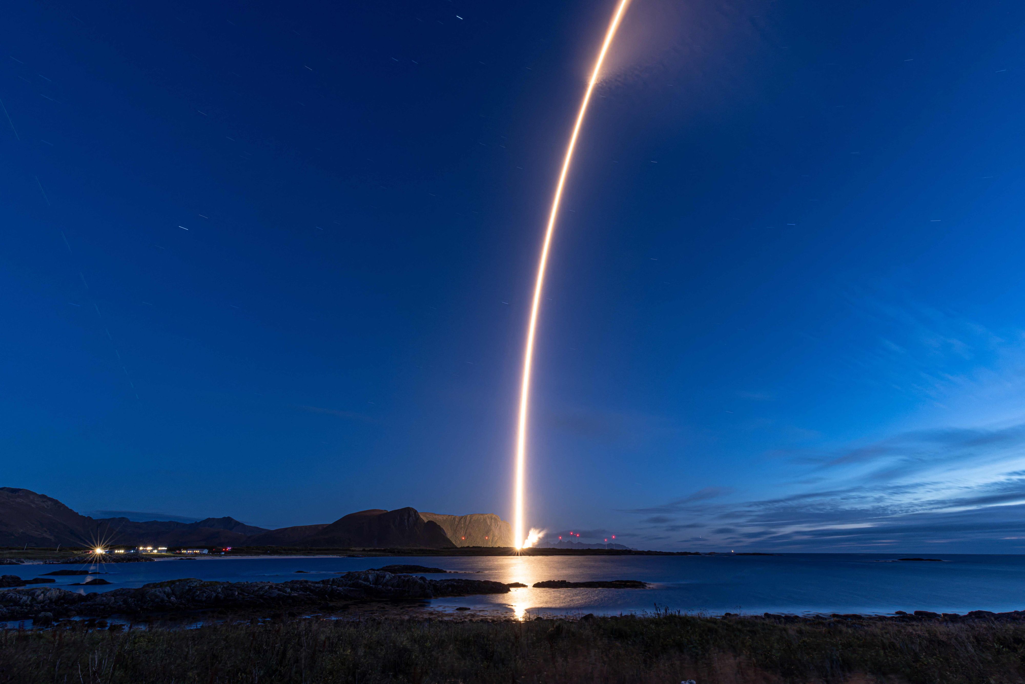 Dieses vom deutschen Unternehmen Isar Aerospace veröffentlichte Foto zeigt den Start einer Rakete in den Orbit von Andøya&nbsp;in Norwegen am 5. September 2026.