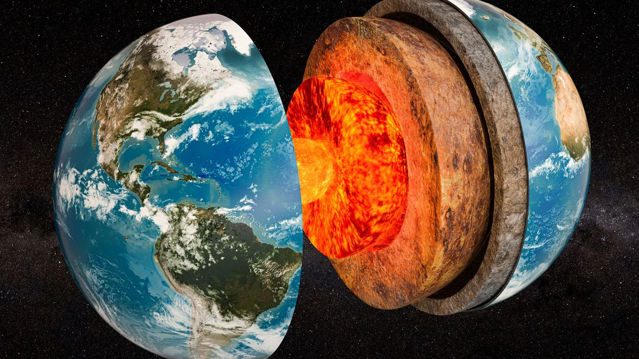 Structure of planet Earth in space, 3D rendering. The source of the map - https://svs.gsfc.nasa.gov/3615