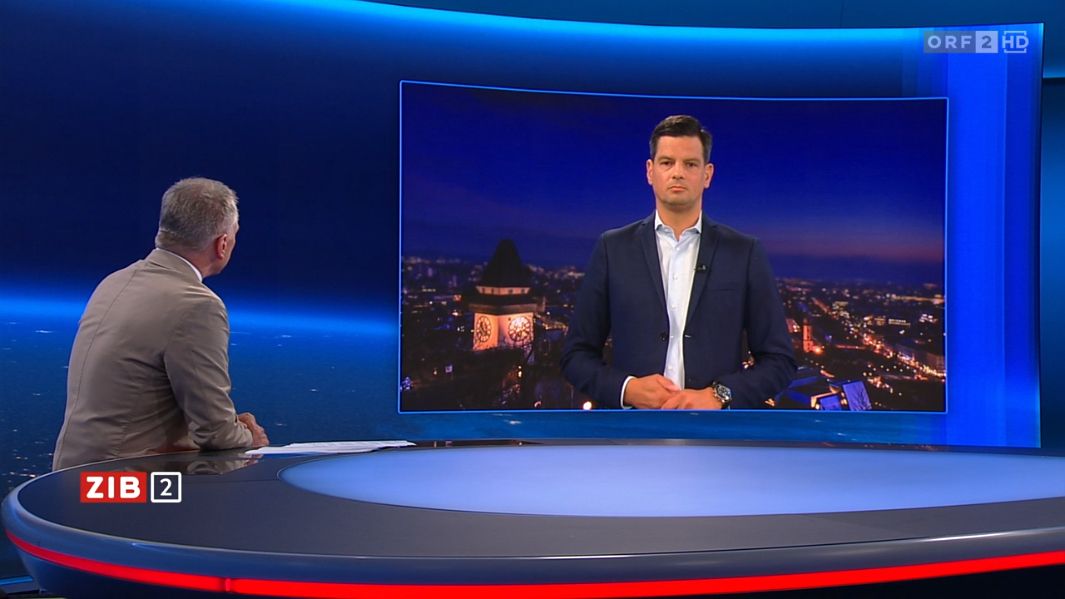 Der steirische Soziallandesrat Hannes Amesbauer (FPÖ) in der ZIB2 bei Armin Wolf am 8. September 2026