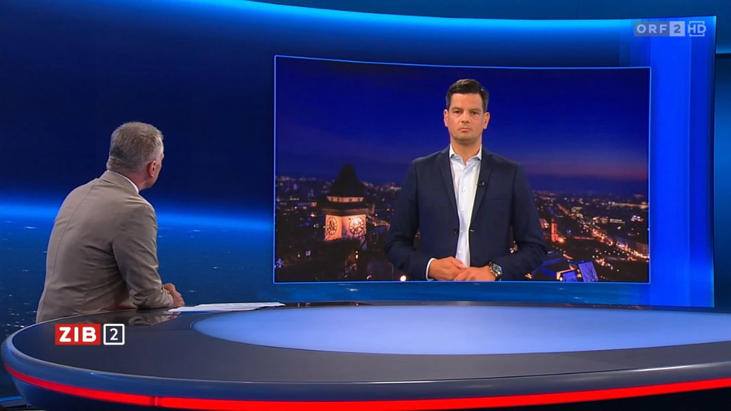 Der steirische Soziallandesrat Hannes Amesbauer (FPÖ) in der ZIB2 bei Armin Wolf am 8. September 2026