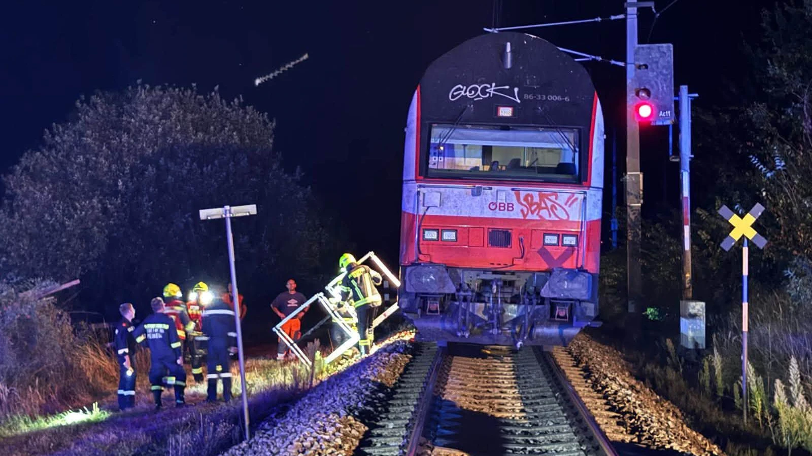 Die Feuerwehr begleitete die Fahrgäste über einen Steg aus dem Zug.