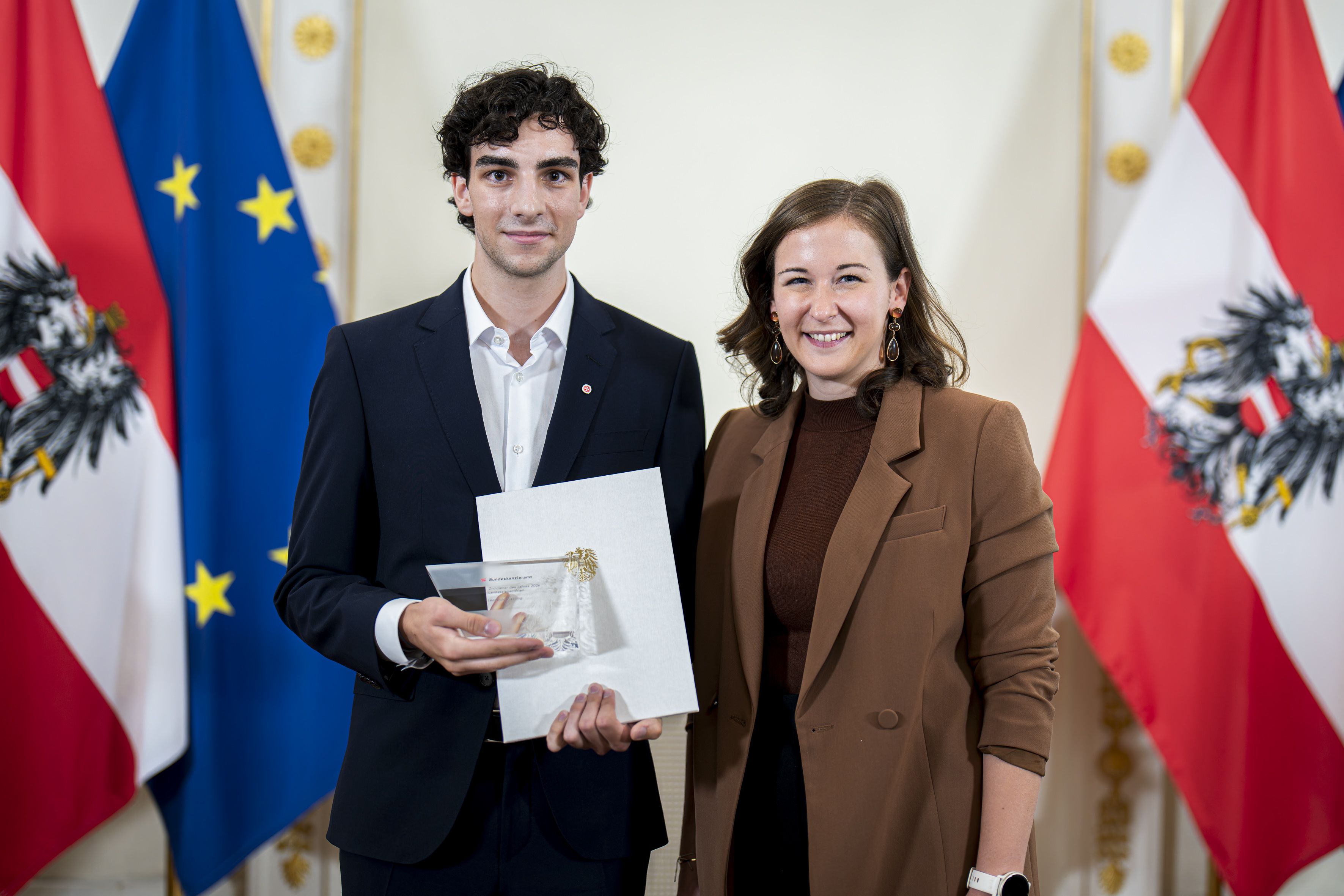 Leonardo mit Familienministerin Claudia Bauer (VP). 