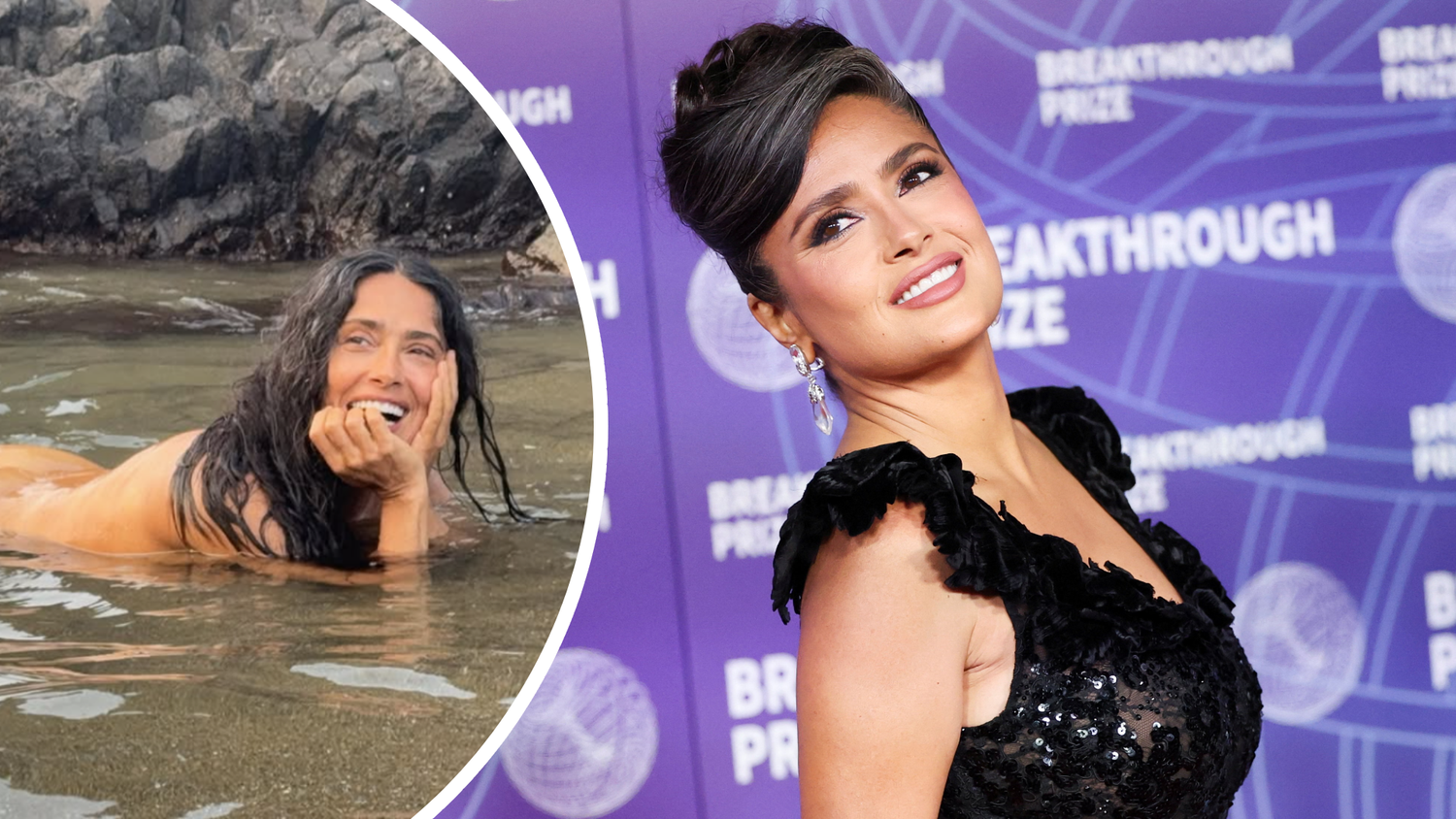 Salma Hayek genießt ihren 60er nackt im Wasser.