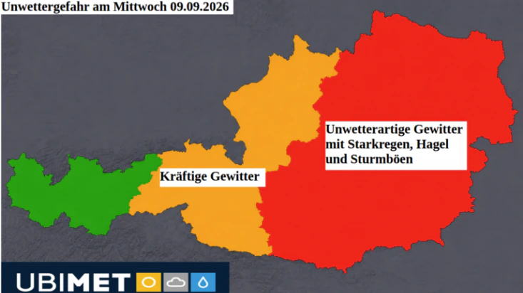 Unwettergefahr am Mittwoch