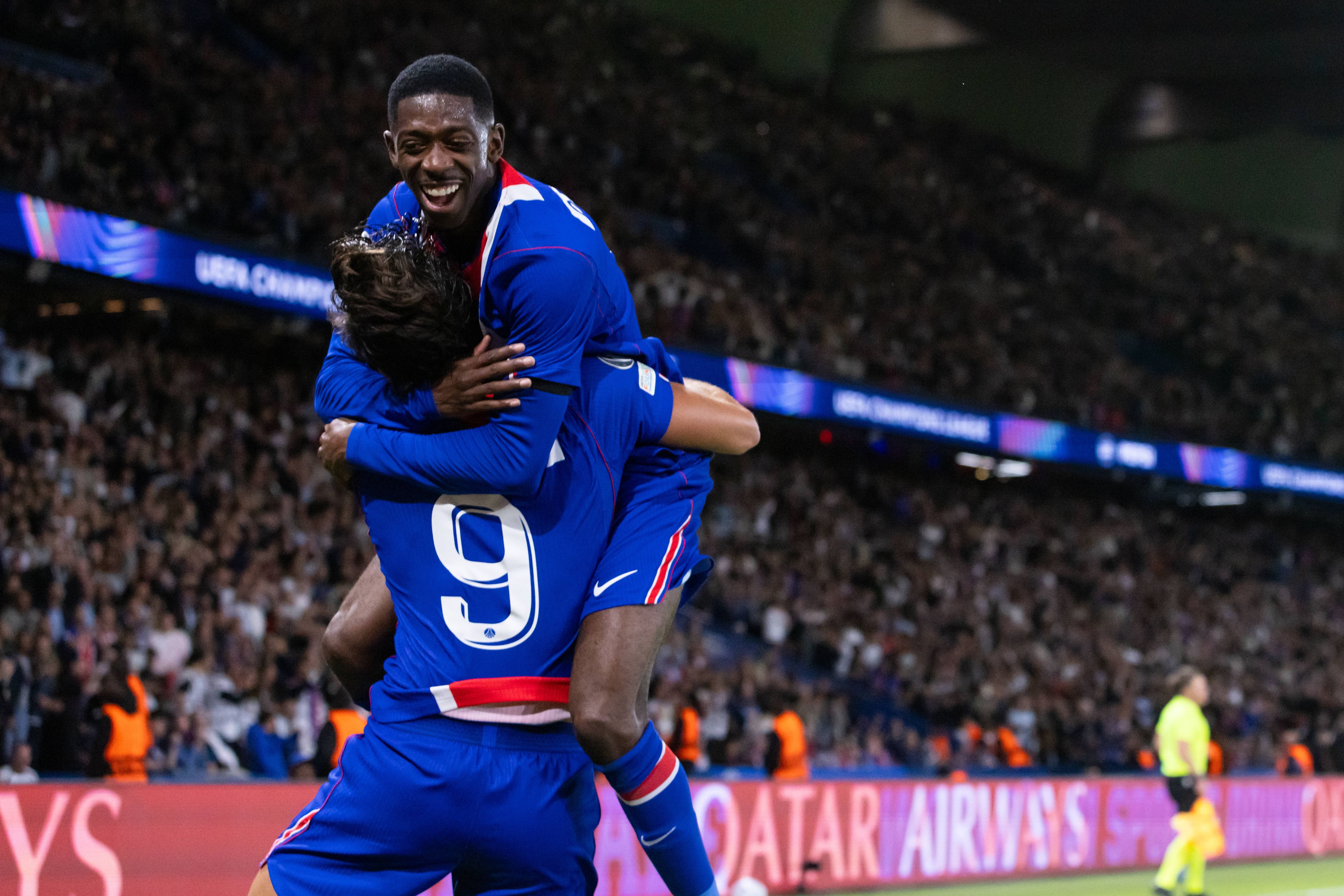 Ganz großer Jubel bei Paris St.-Germain über den Kantersieg gegen Slovan Bratislava. 