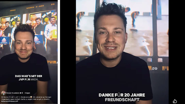 Florian Krumbacher verabschiedet sich auf Facebook von der Jungen Volkspartei.