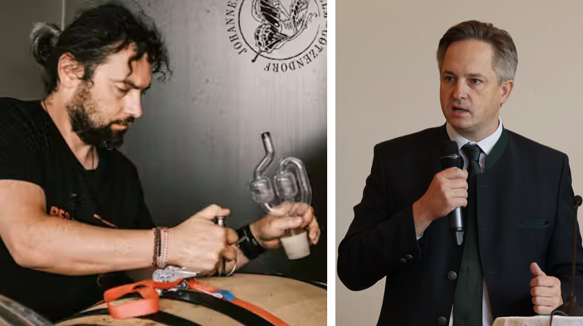 links: Winzer Johannes Zillinger, rechts: Weinbaupräsident Johannes Schmuckenschlager