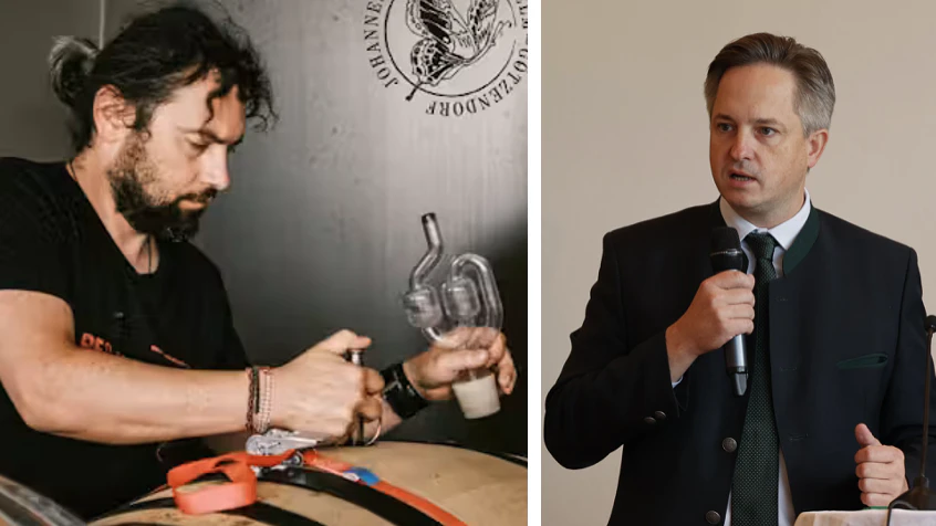 links: Winzer Johannes Zillinger, rechts: Weinbaupräsident Johannes Schmuckenschlager