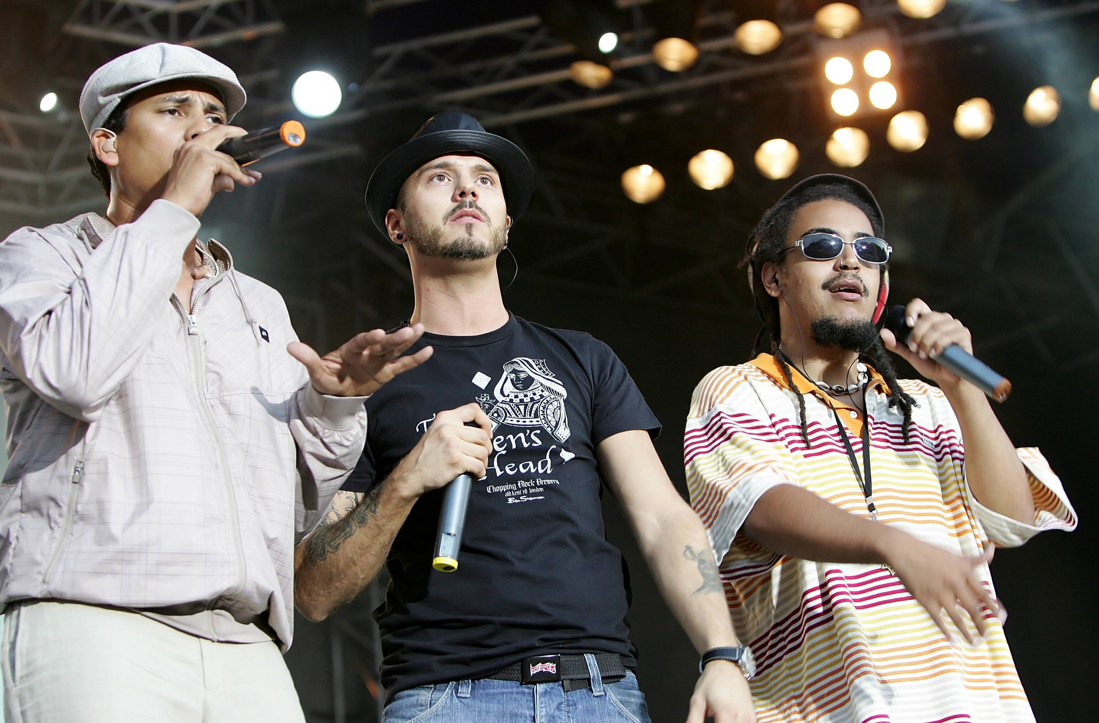 Die <strong>Söhne Mannheims</strong>, mit Sänger <strong>Xavier Naidoo, Tino Oac</strong> & Rapper <strong>Marlon B.</strong>, (2008)