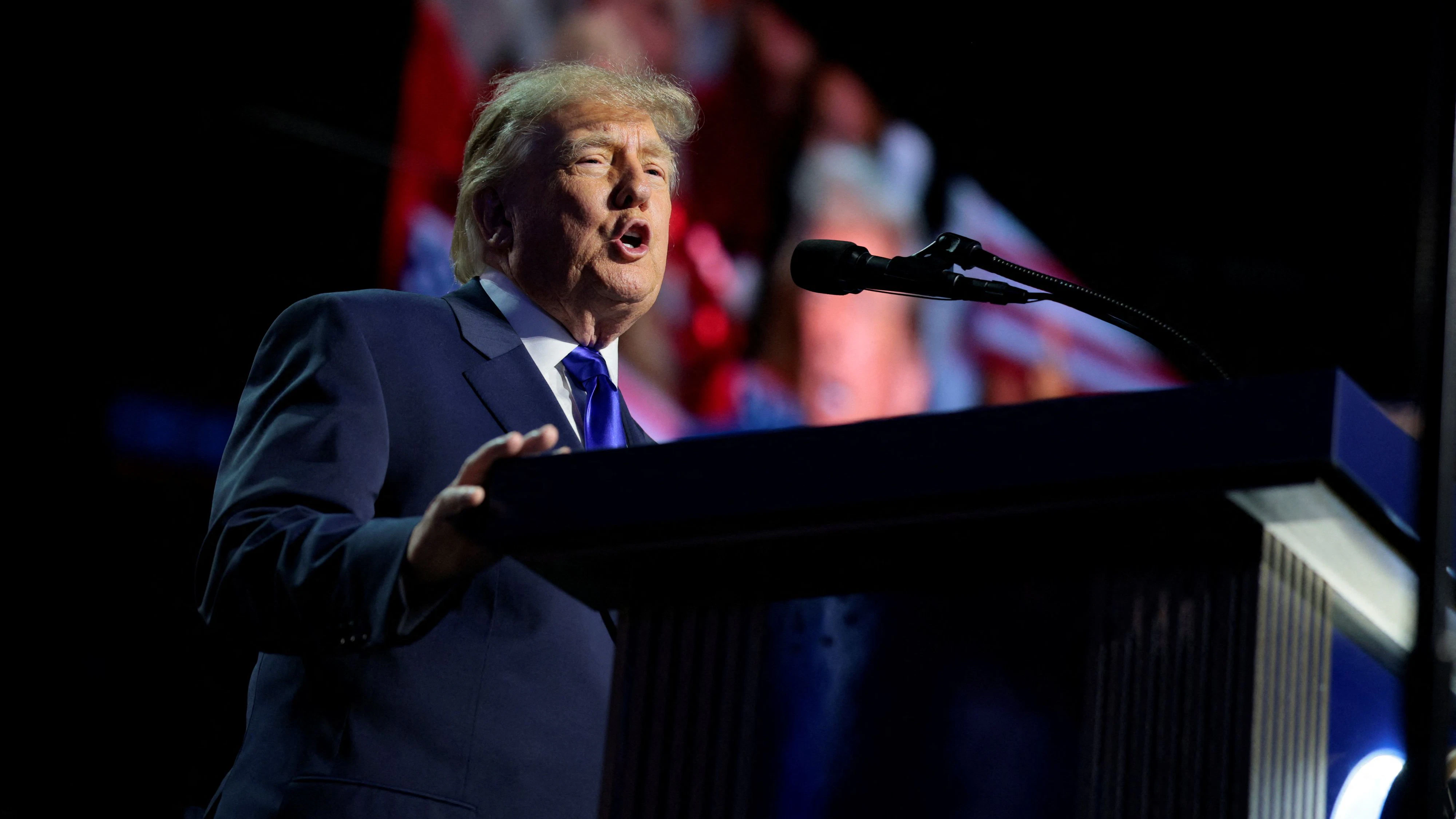 U.S. President Donald Trump speaks at the Republican National Midterm Convention in Dallas, Texas, U.S., September 9, 2026. REUTERS/Evan Vucci