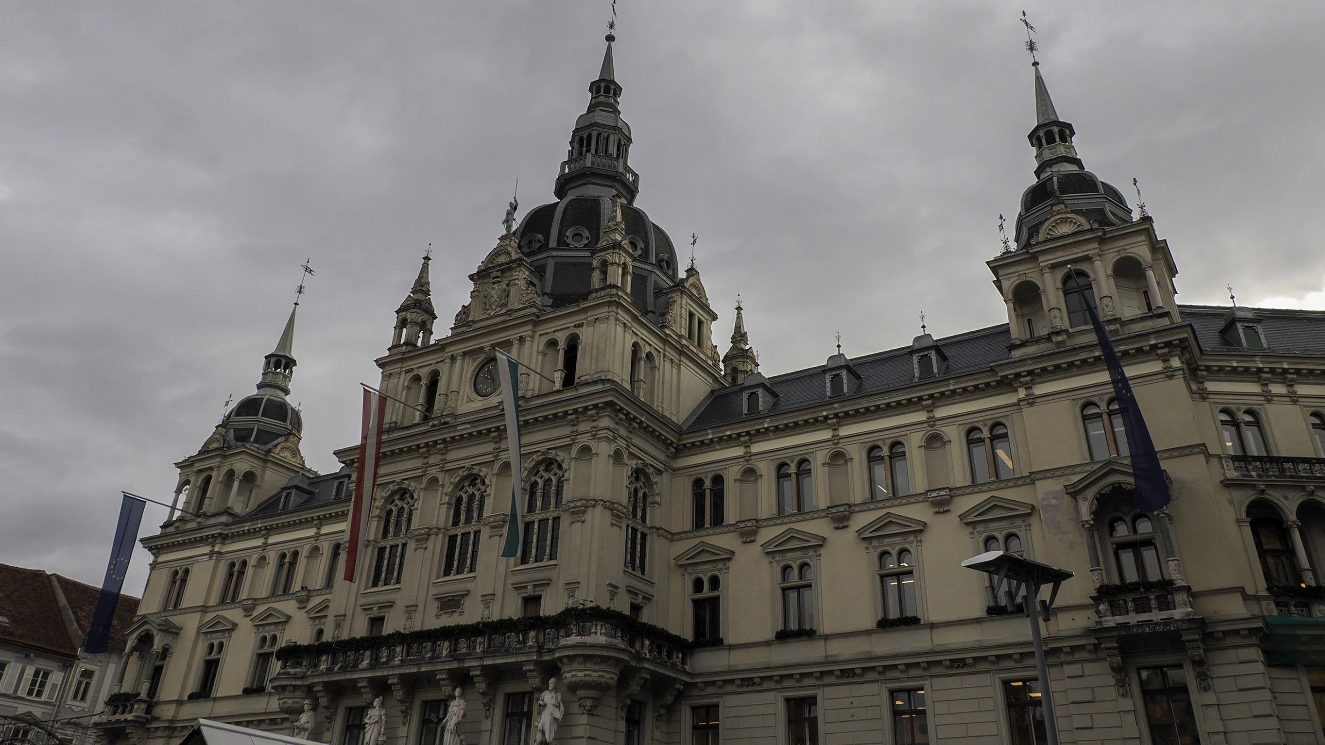 Rathaus der Stadt Graz Austria, in winter season   xkwx graz austria travel europe architecture city building tram street center tourism old historic tourist styria urban square famous landmark european destination capital scene town view sky heritage historical cityscape steiermark